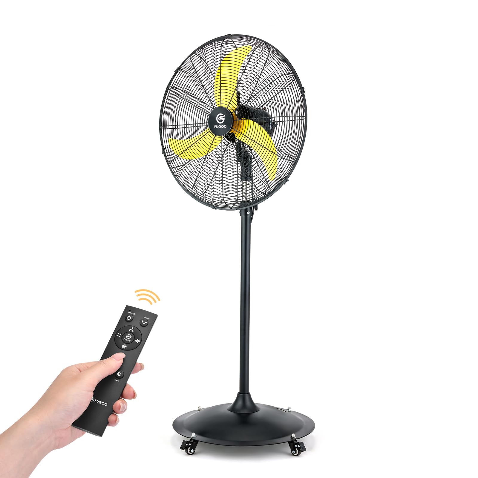 FUGOO 24 Outdoor Oscillating Pedestal Fan With Remote Control,All Sealed BLDC Motor, 4-Speed Waterproof Outdoor Fan, Heavy Dut