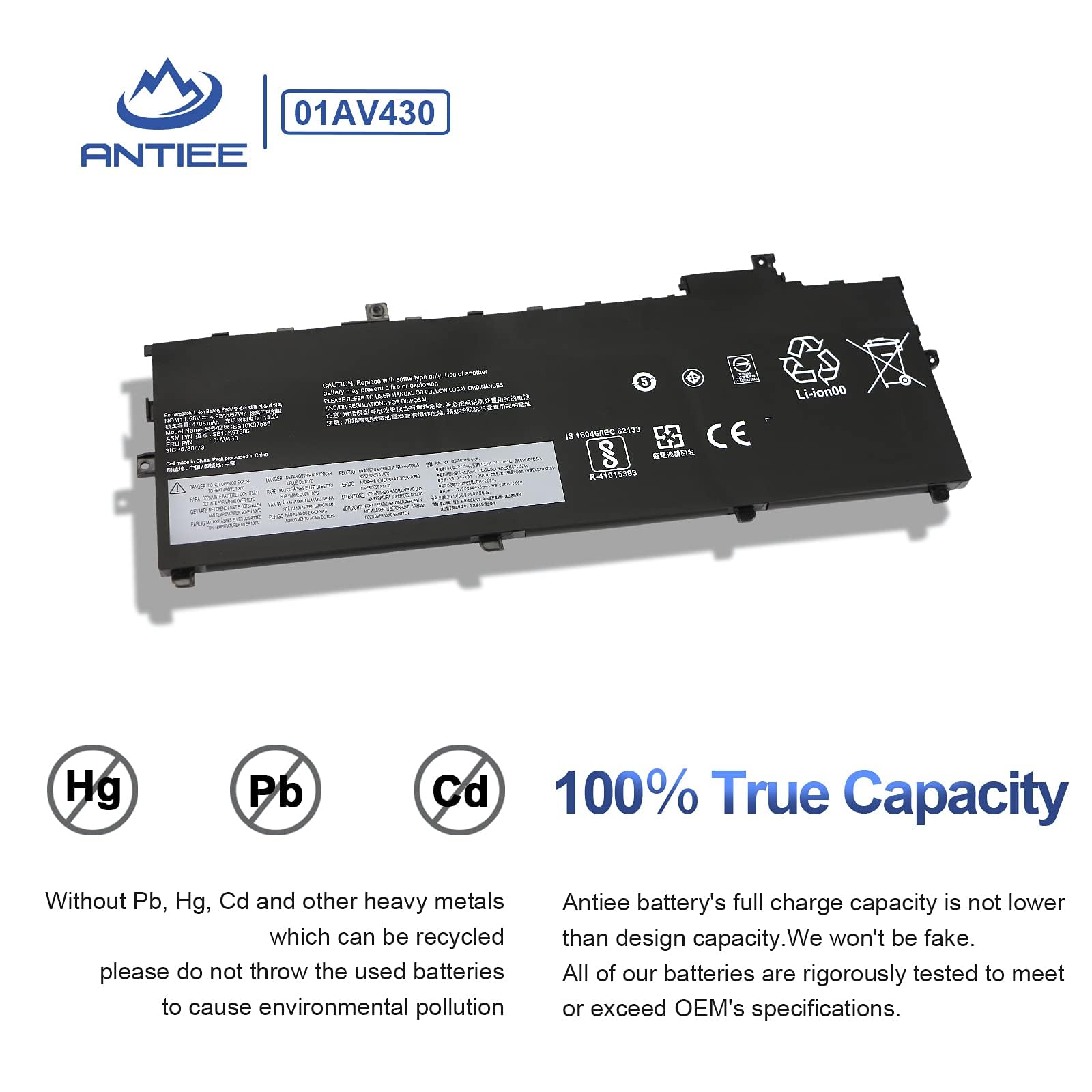 Antiee 01Av430 Sb10K97587 01Av431 Sb10K97588 01Av494 Sb10K97586 01Av429 Sb10K97586 Battery For Lenovo Thinkpad X1 Carbon 5Th Gen