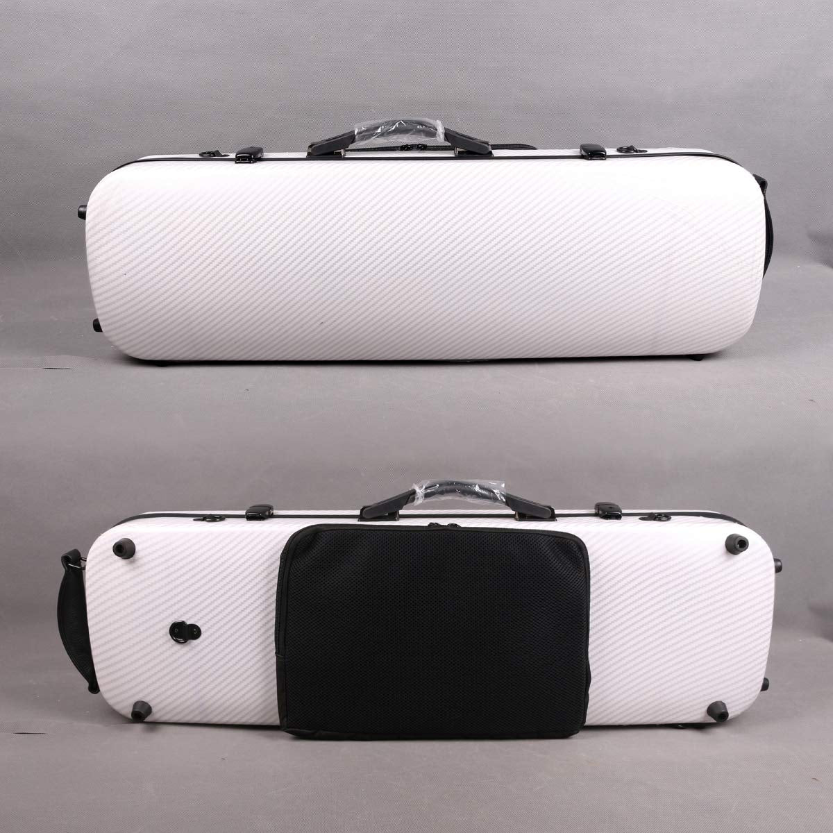 4/4 New Violin Case Carbon Fiber Fiberglass Oblong Case Strong Light Full Size Music Sheet Bag (White1)