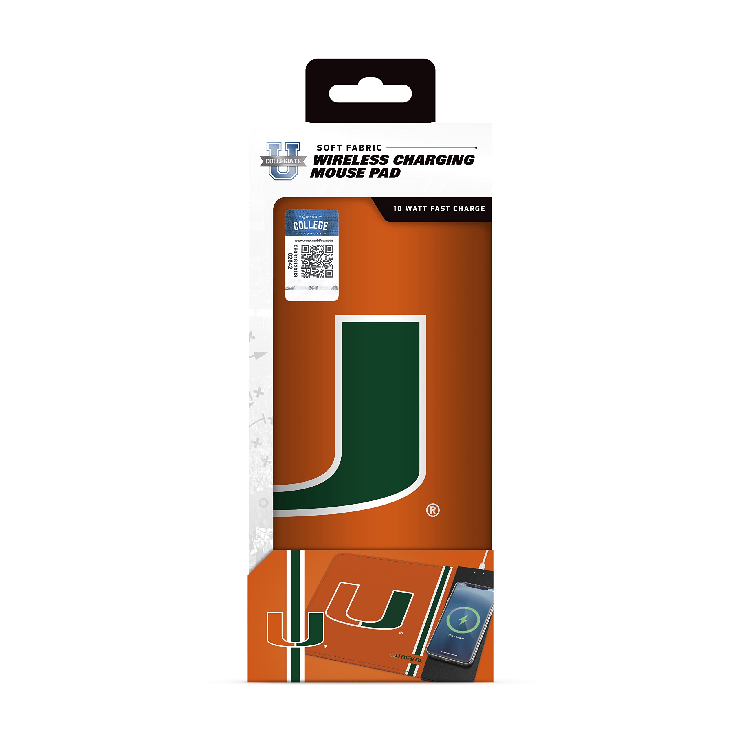 Soar Ncaa Wireless Charging Mouse Pad, Miami Hurricanes
