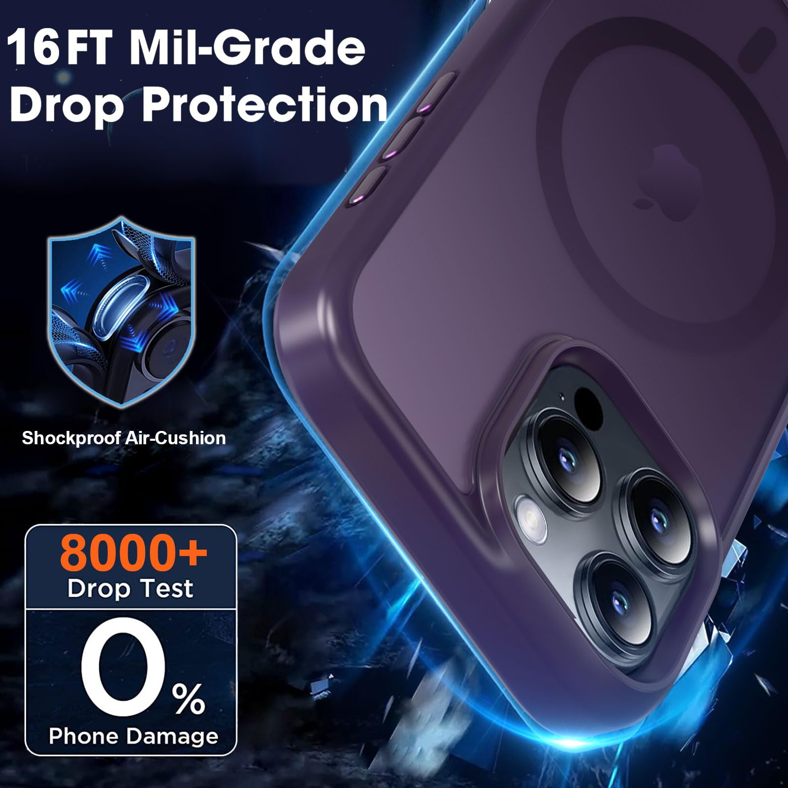 Mocca Strong Magnetic For Iphone 16 Pro Max Phone Case, [Compatible With Magsafe][16Ft Mil Grade Drop Protection] Slim Transluce