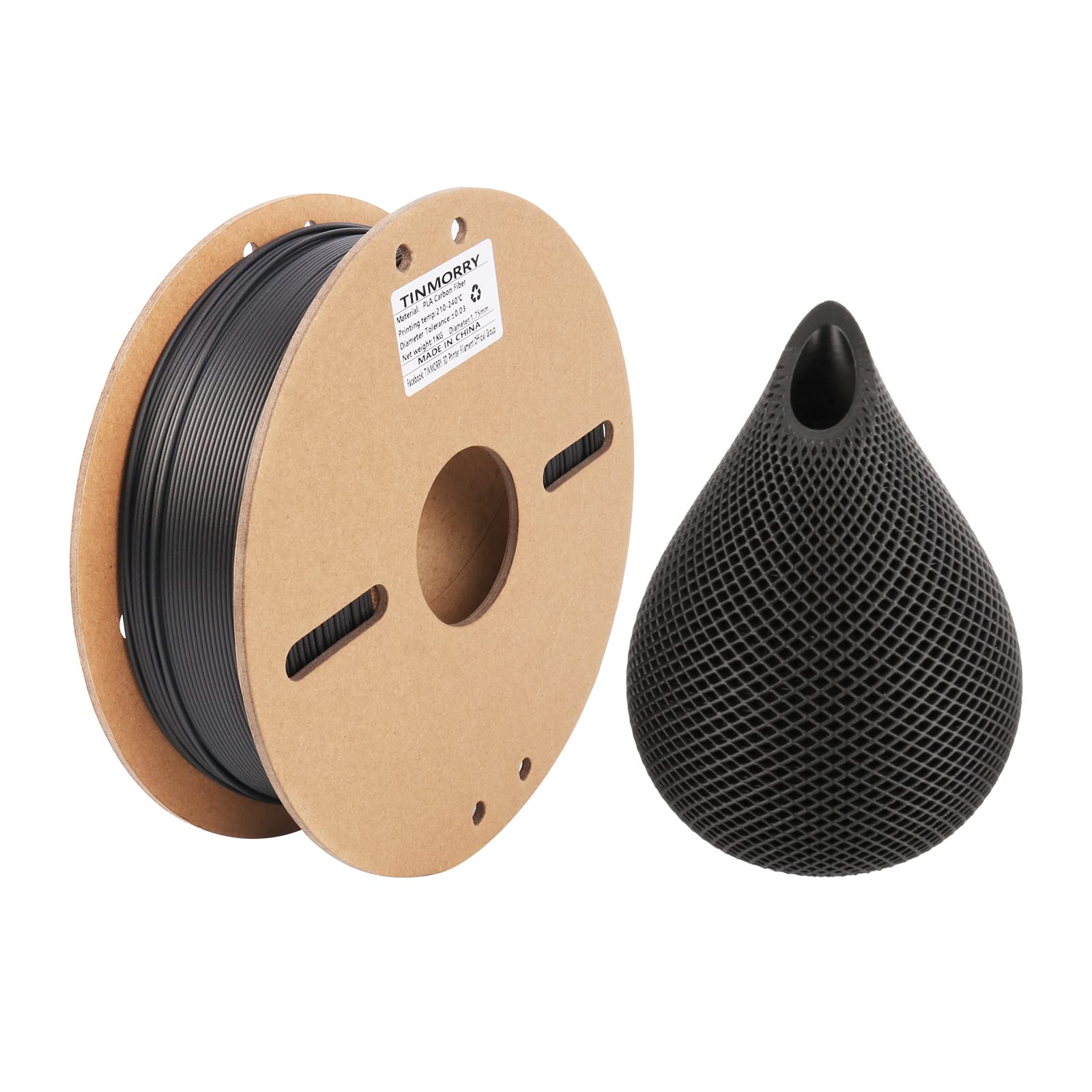 Carbon Fiber Pla Filament 1.75Mm, Tinmorry Pla Cf 3D Printing Filament, Compatible With Bambu Fdm 3D Printer, 1 Kg 1 Spool, Blac