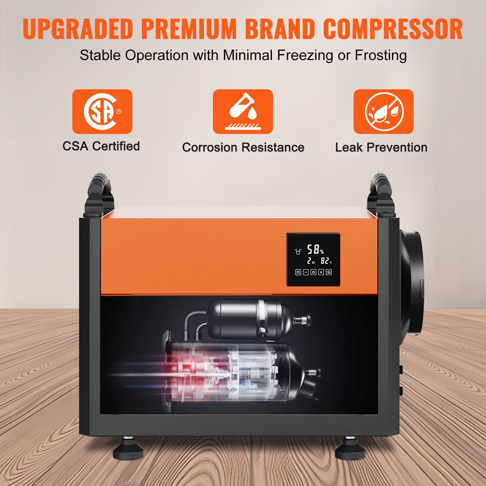 Vevor 125 Pints Commercial Dehumidifier With Drain Hose For Crawl Spaces, Basements Warehouse & Job Sites, Large Capacity Dehumi