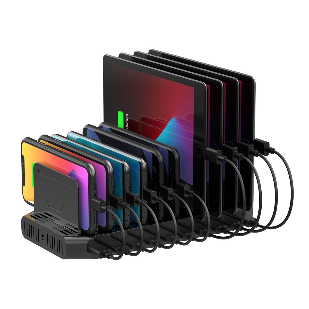 Unitek Usb Charging Station, 10 Usb Fast Ports Charge Docking Station And Adjustable Dividers, Multi Device Charger Organizer Co