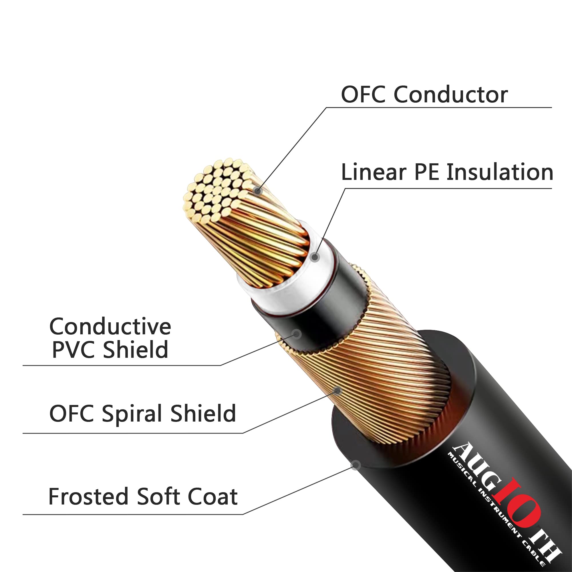 Augioth 12Inch Guitar Patch Cable 30 Cm Performance Guitar Effect Pedal Cables Angled To Angled