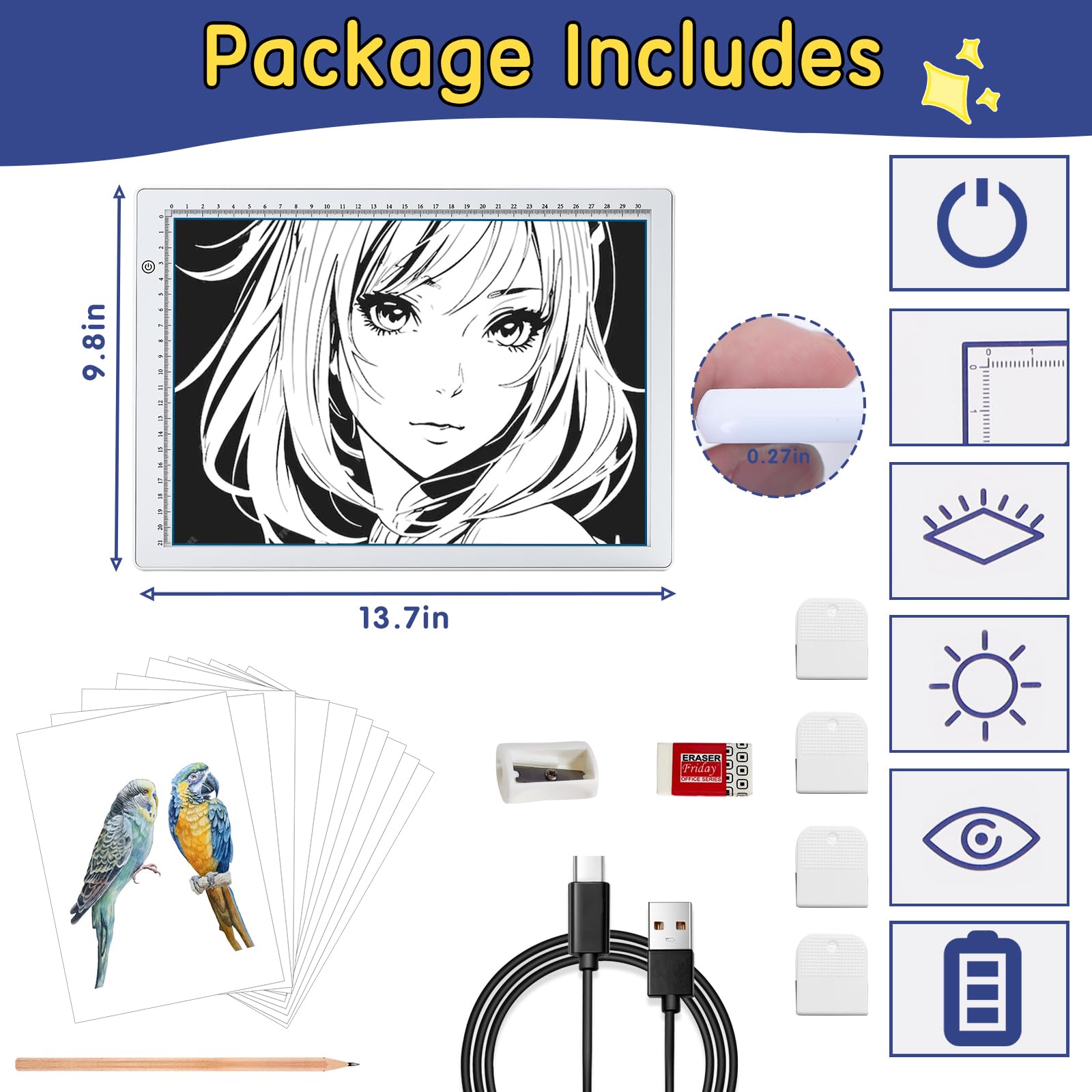 Keiwrlight A4 Light Board For Tracing Pad   Plugged In Power Thin Light Table Adjustable Brightness Stepless Lightbox, A4 Light
