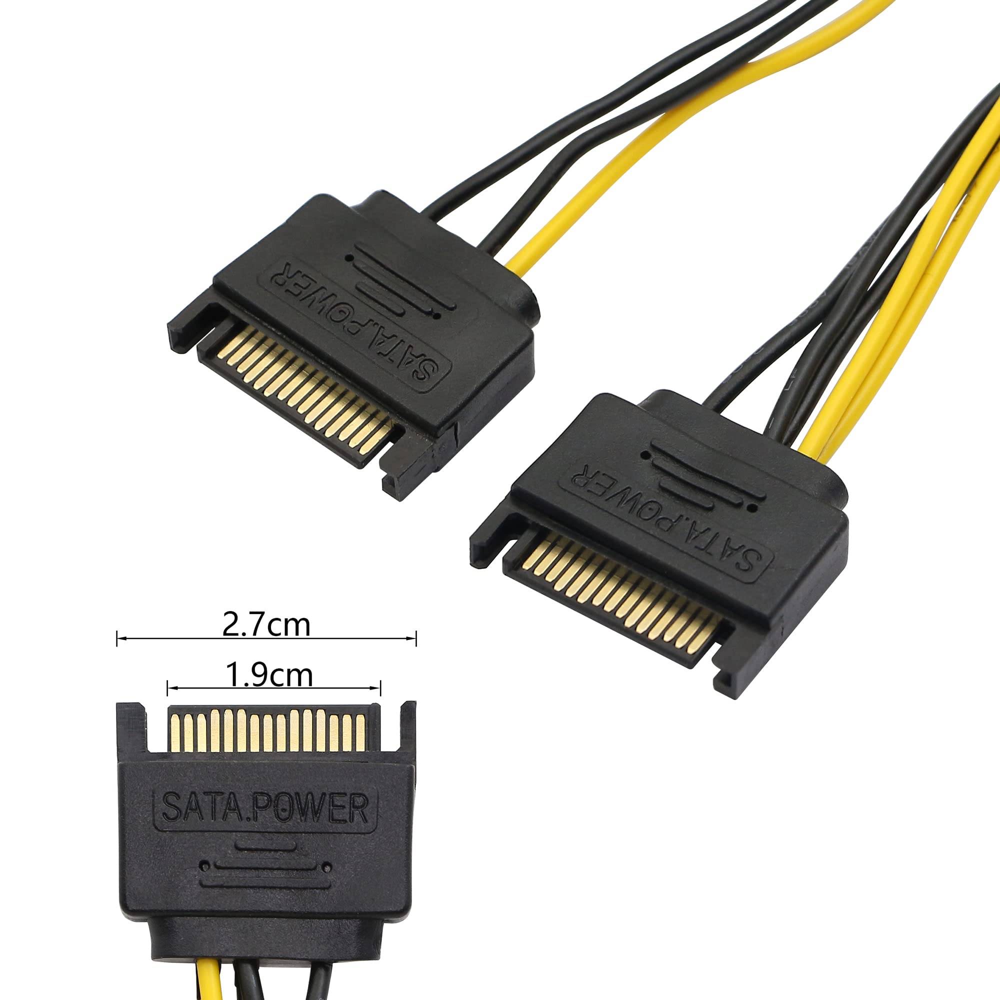 Yacsejao Sata Power Cable 2Pack 8 Pin To 15 Pin Sata Power Connector Supply Adapter Cable For Computer Video Card Power
