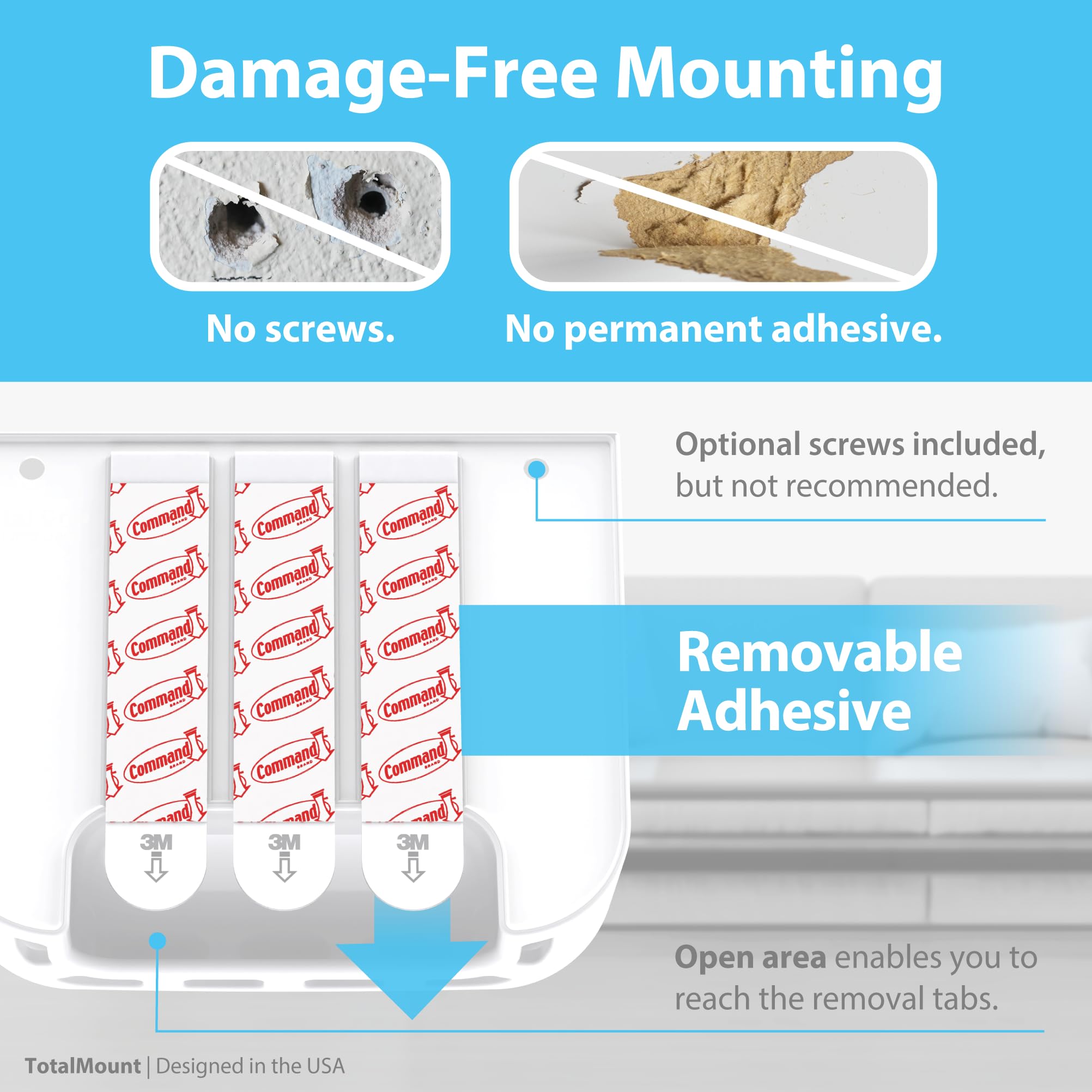 Totalmount Hole Free Remote Holders   Eliminate Need To Drill Holes In Your Wall (For 2 Or 3 Remote Controls   White   Quantity