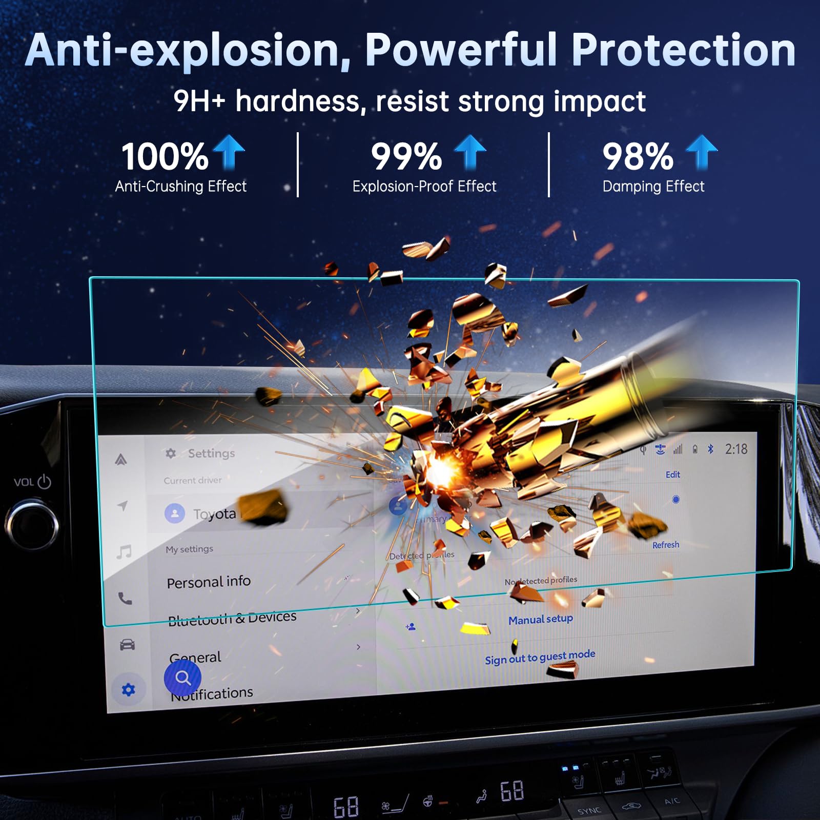 Shaohao For 2025 Toyota Camry Screen Protector 12.3 Inch Compatible With 2025 Toyota Camry Accessories 2025 Camry (Lxe, Xse) 12.3 Inch Navigation Display 2025 Camry Tempered Glass Screen Protector