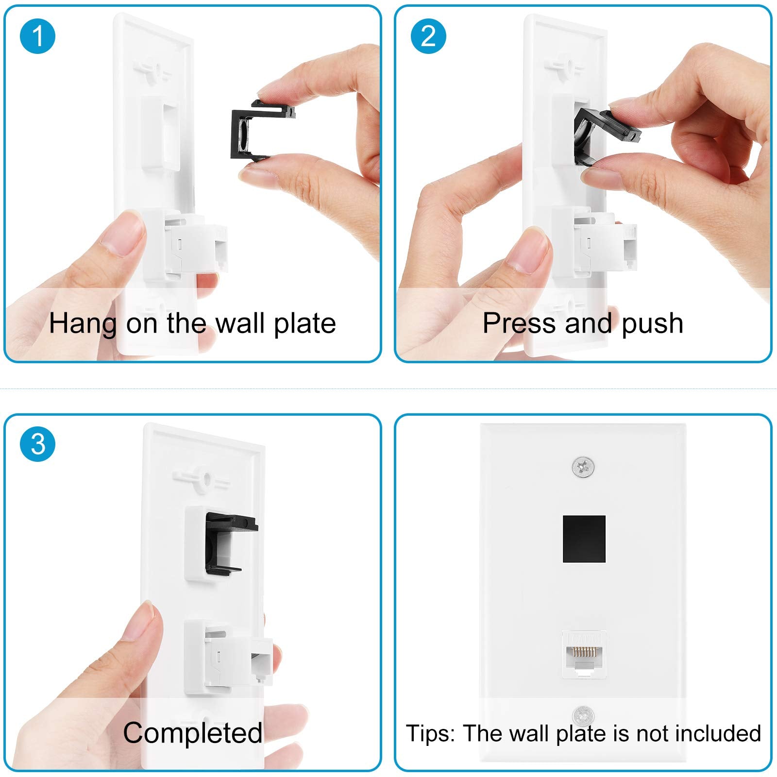 80 Pieces Blank Keystone Jack Inserts For Keystone Wallplate Blank Insert For Wall Plate (Black)