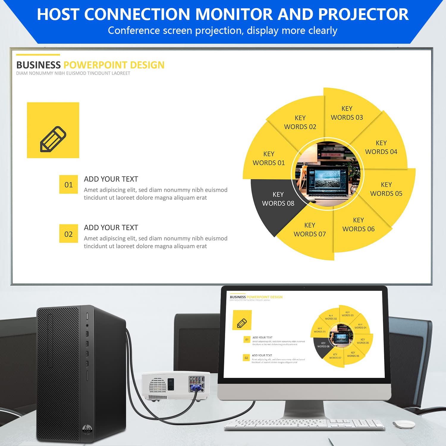 Pasow Vga Splitter Cable Dual Monitor Y Adapter Video Cord 1 Male To 2 Male Screen Duplication Support 1080P Full Hd For Project