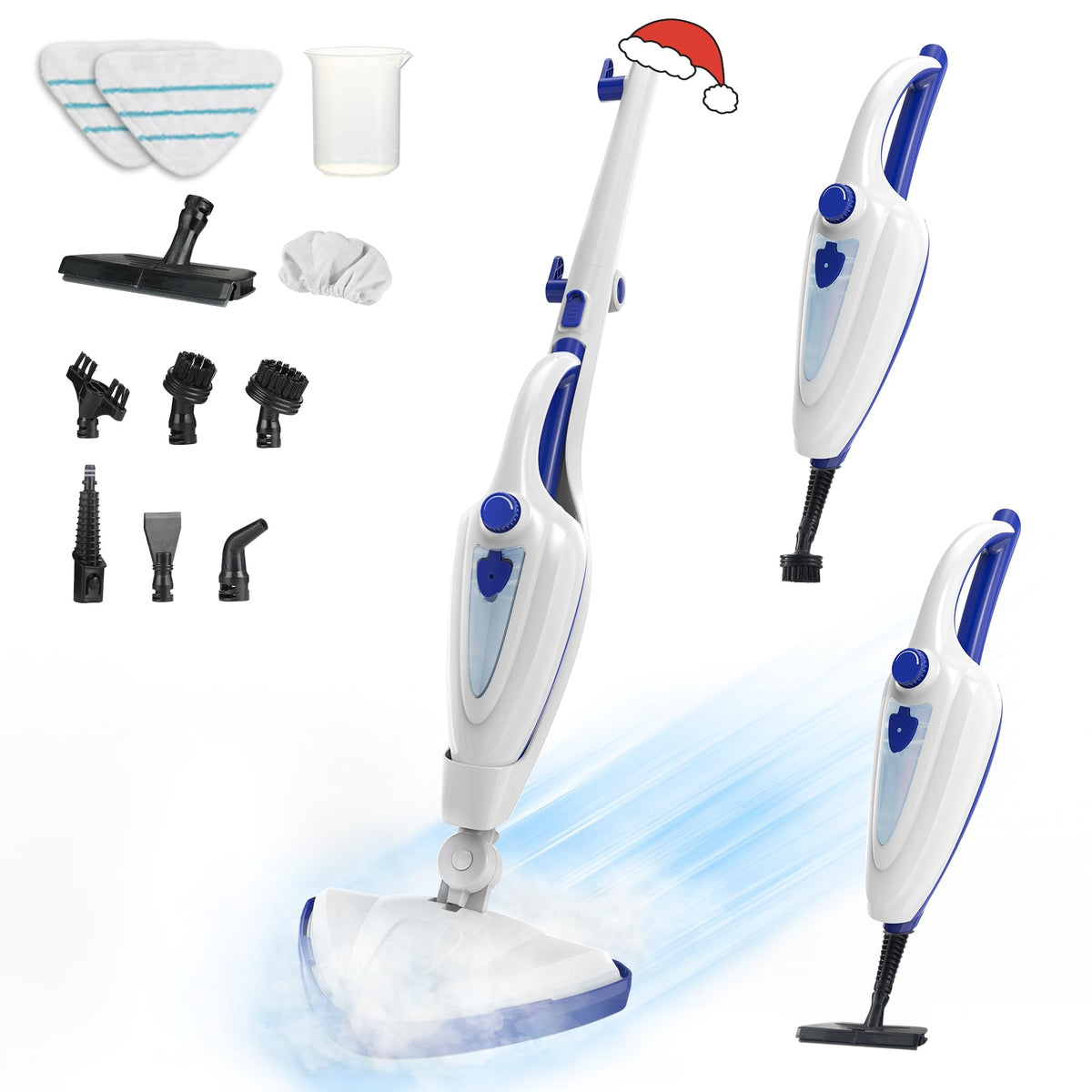 12 In 1 Steam Mop, Fast 15 Sec Heat Up, 1500W Detachable Handheld Steam Cleaner With 2 Dirt Grip Pads, Removes 99.99% Stubborn S
