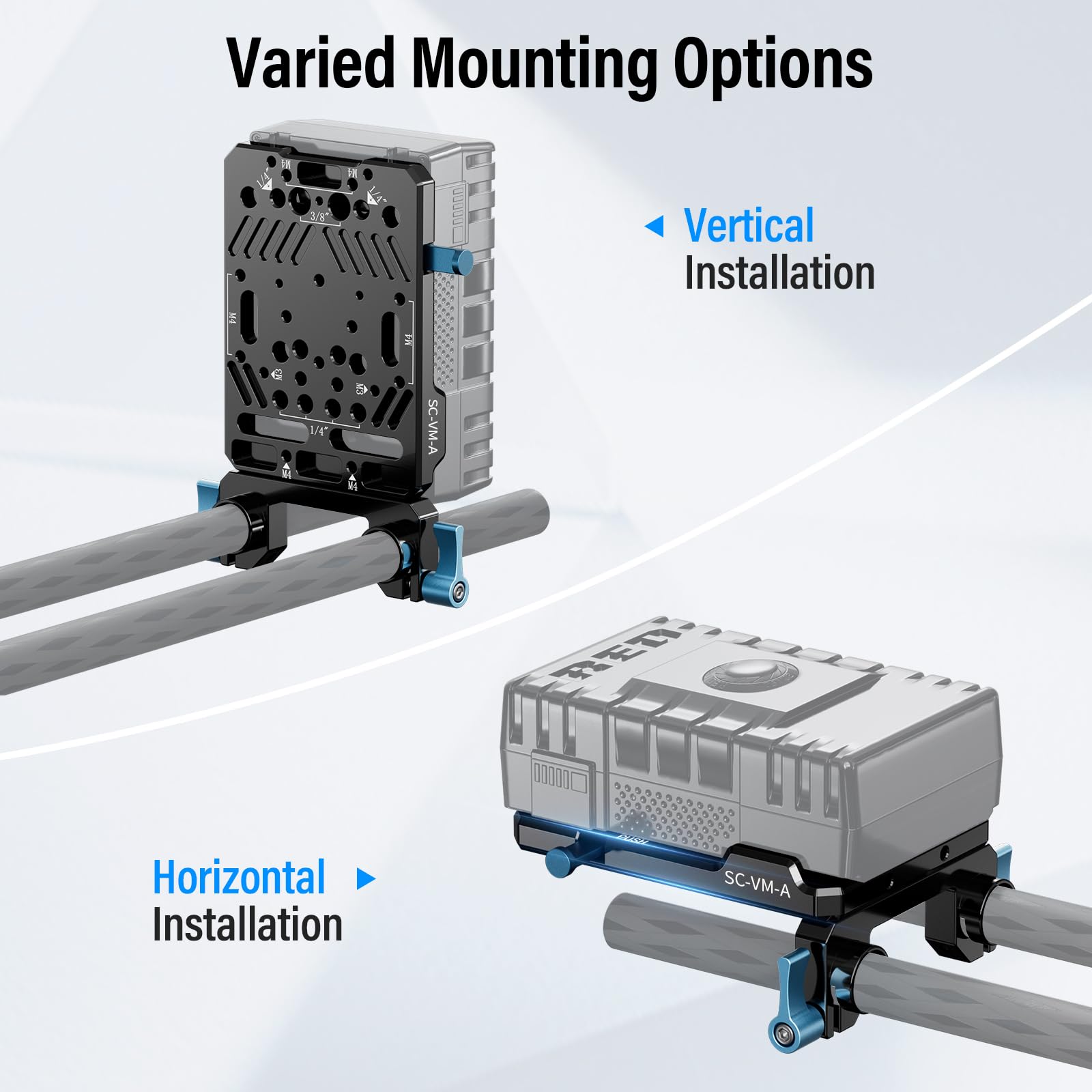 Sirui V Mount Battery Plate With Dual 15Mm Rod Clamps, V Lock Mount Battery Baseplate Adapter For Camera Power Supply, Sc Vm A