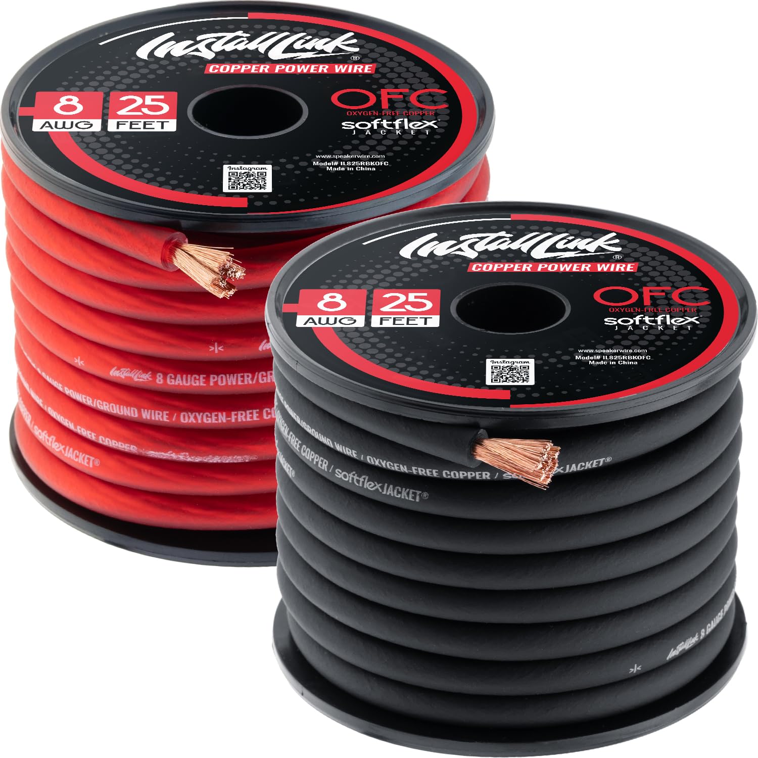 Install Link 8 AWG Gauge Power/Ground Wire (50 Feet) Amp Power Cable (OFC)