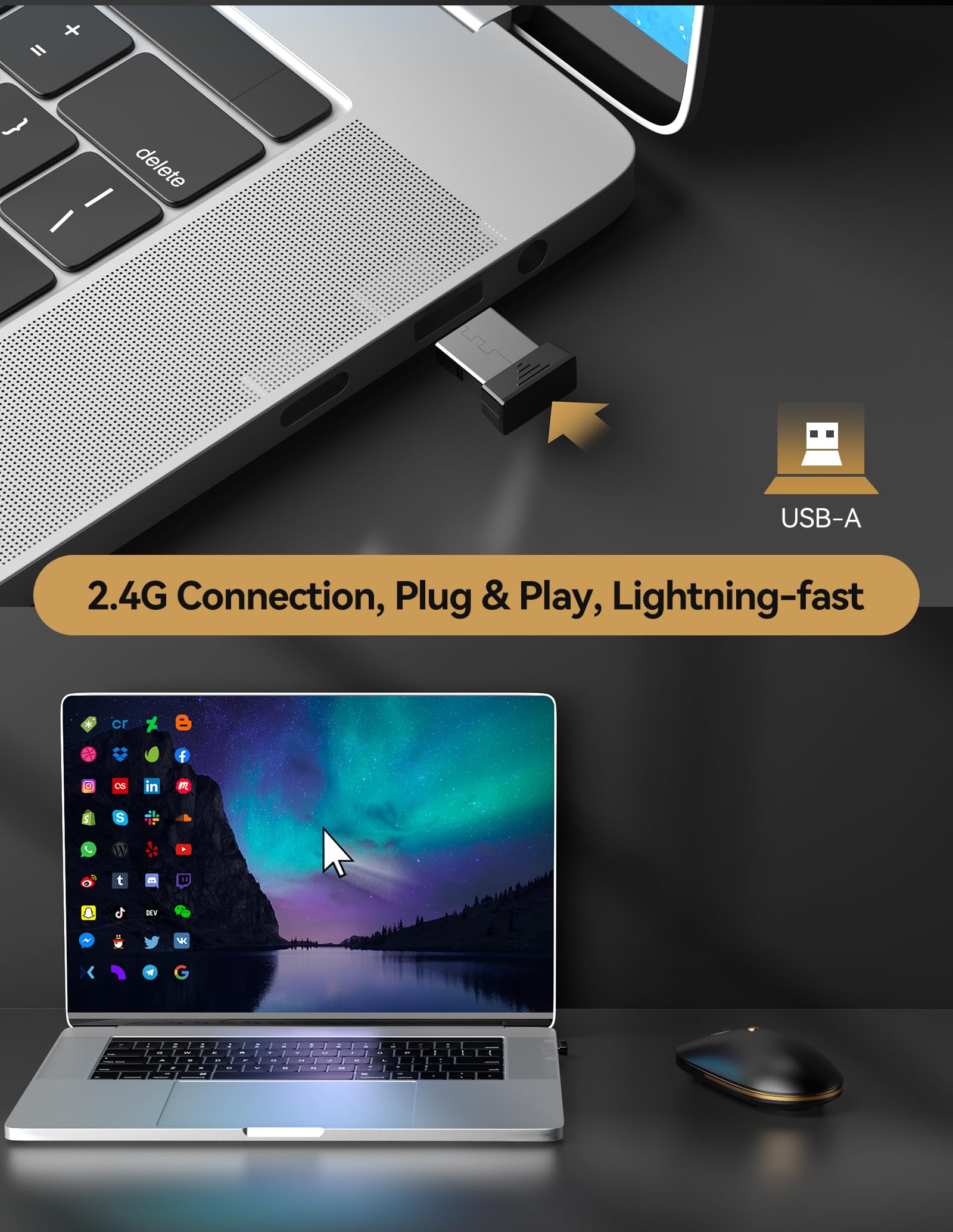 Tecknet Computer Mouse, Silent Mouse Wireless, 2.4Ghz Usb A Wireless Mouse, 4800 Dpi Ambidextrous Quiet Click Mouse For Travel,