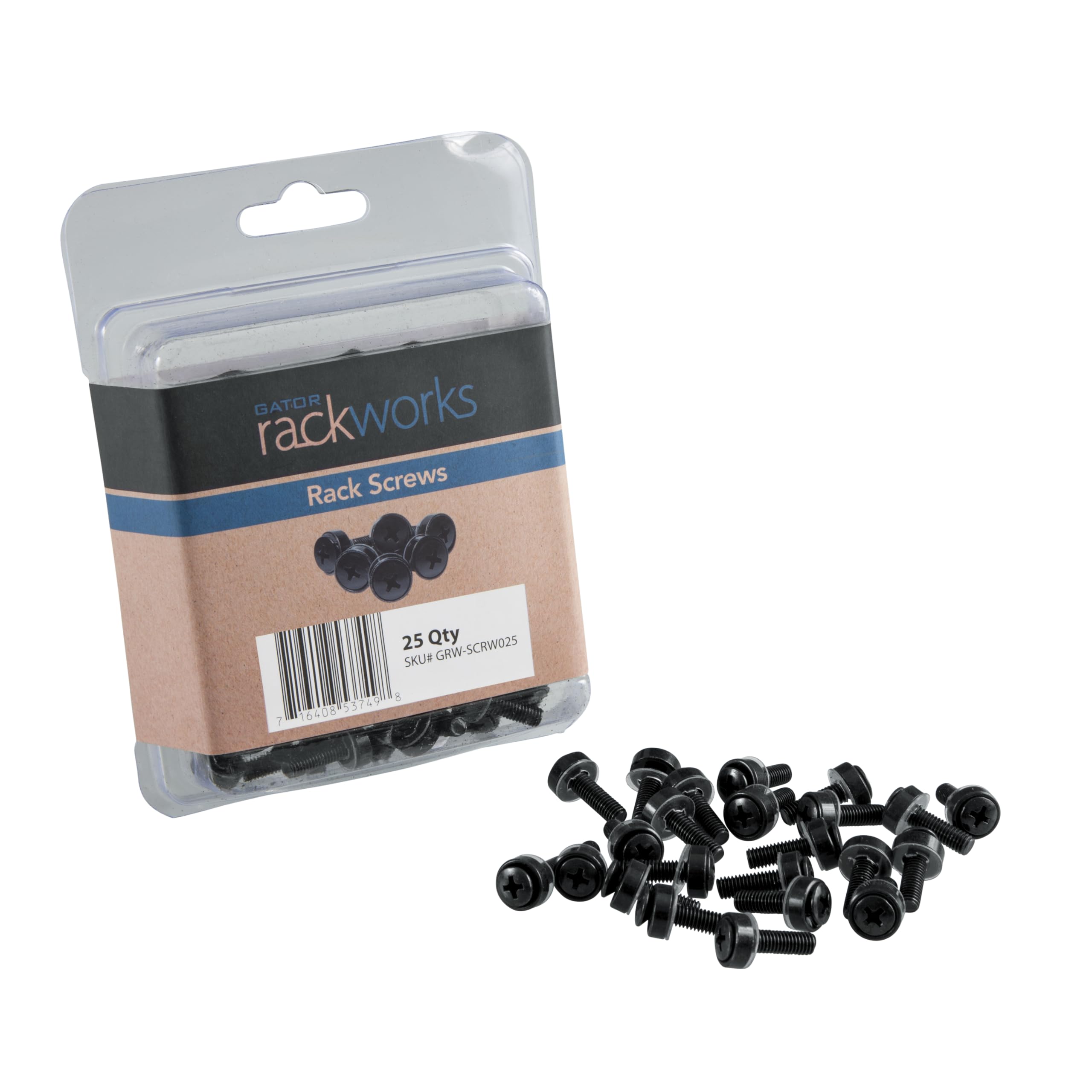 Gator Rackworks Standard Size Rack Screws, 25 Pack (GRW-SCRW025)