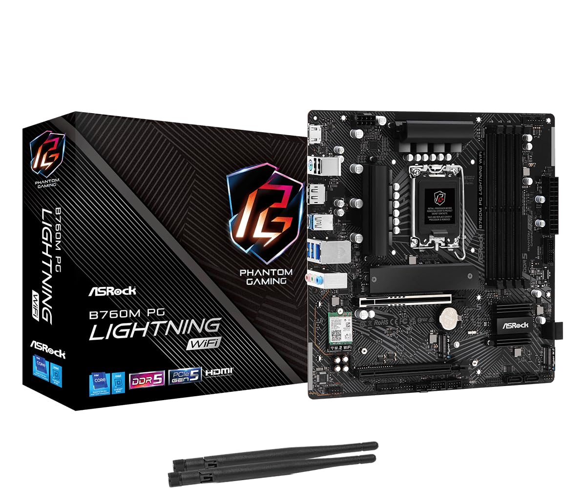 ASRock B760M PG Lightning WiFi Supports 13th Gen & 12th Gen and Next gen Intel Core Processors (LGA1700)
