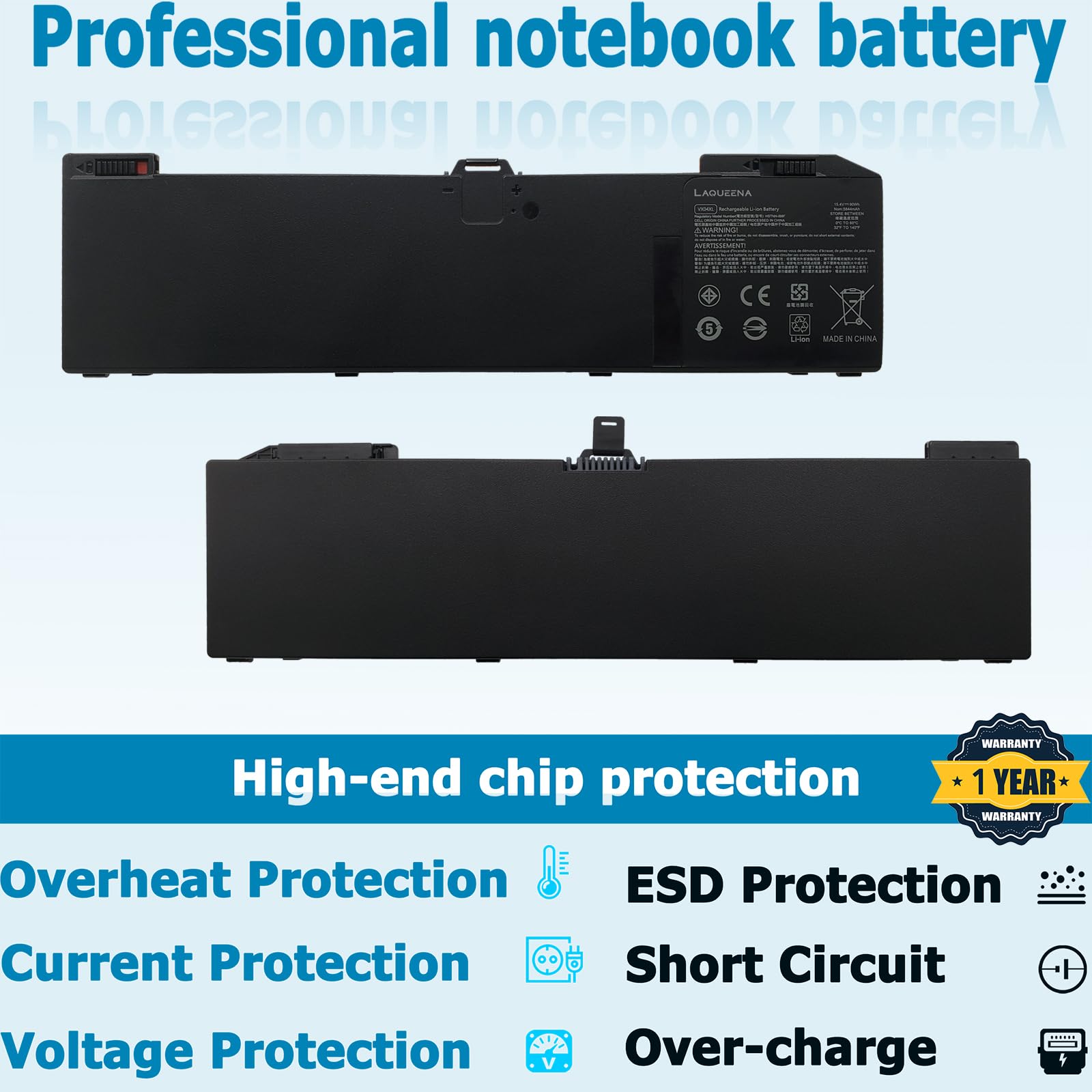 Laqueena Vx04Xl Laptop Battery Compatible With Hp Zbook 15 G5 G6 Series Hstnn Ib8F L06302 1C1 L05766 855 15.4V 90Wh 4 Cell