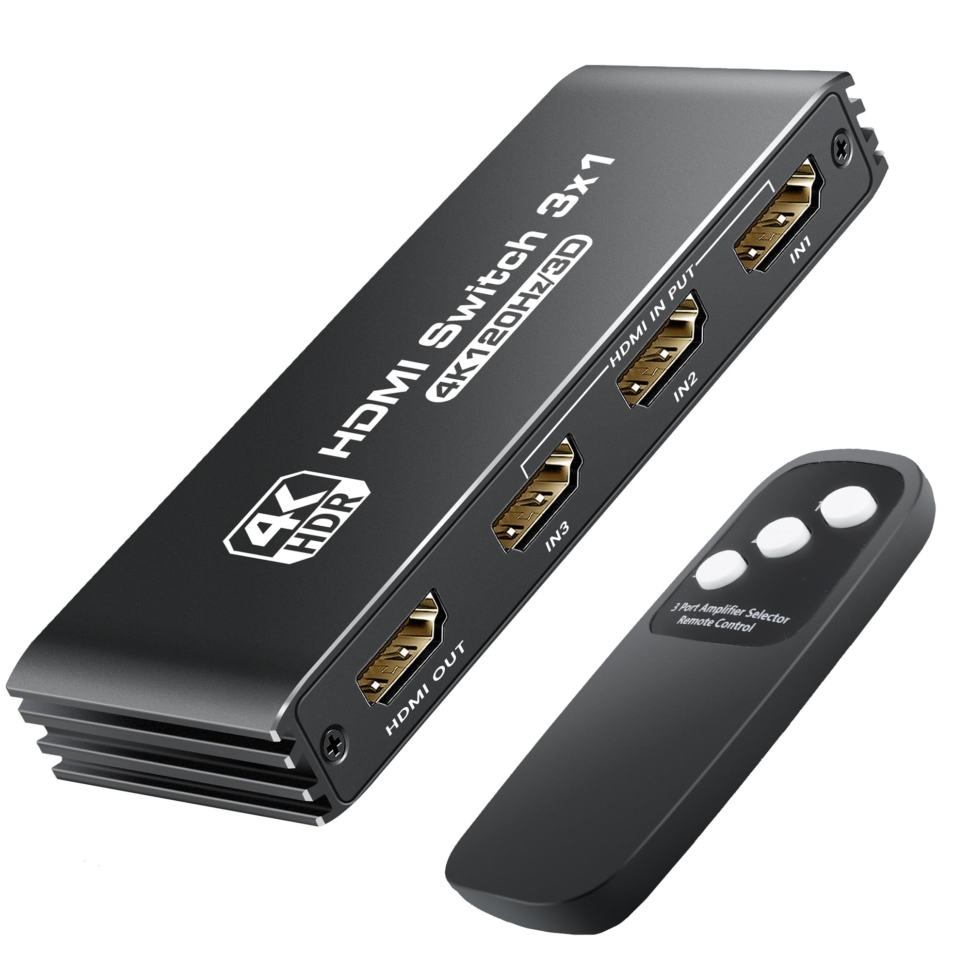 Newcare 3 Ports Hdmi 2.1 Switch Box 4K@120Hz, Hdmi 2.1 Splitter 3 In 1 Out With Remote & Auto Switching, Hdmi Selector Switch Support Vrr Allm Hdr 3D Audio, For Ps5, Xbox, Pc, Streaming Device