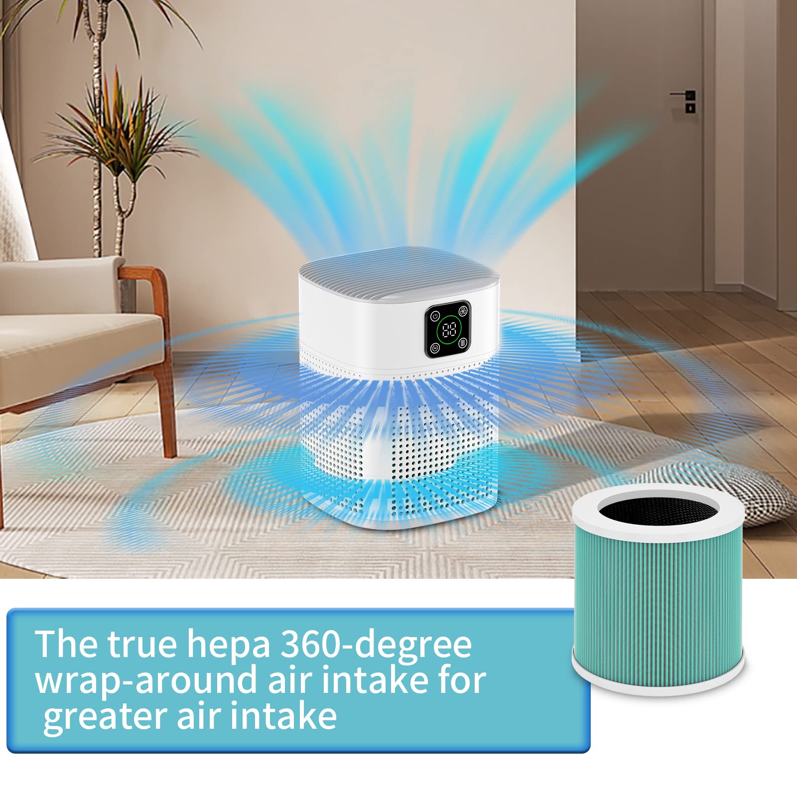Honeyuan Air Purifier Filter, Genuine Filter, 3 In 1 True Hepa Filter, Air Purifier Replacement Filter For Pet Bedroom Smell