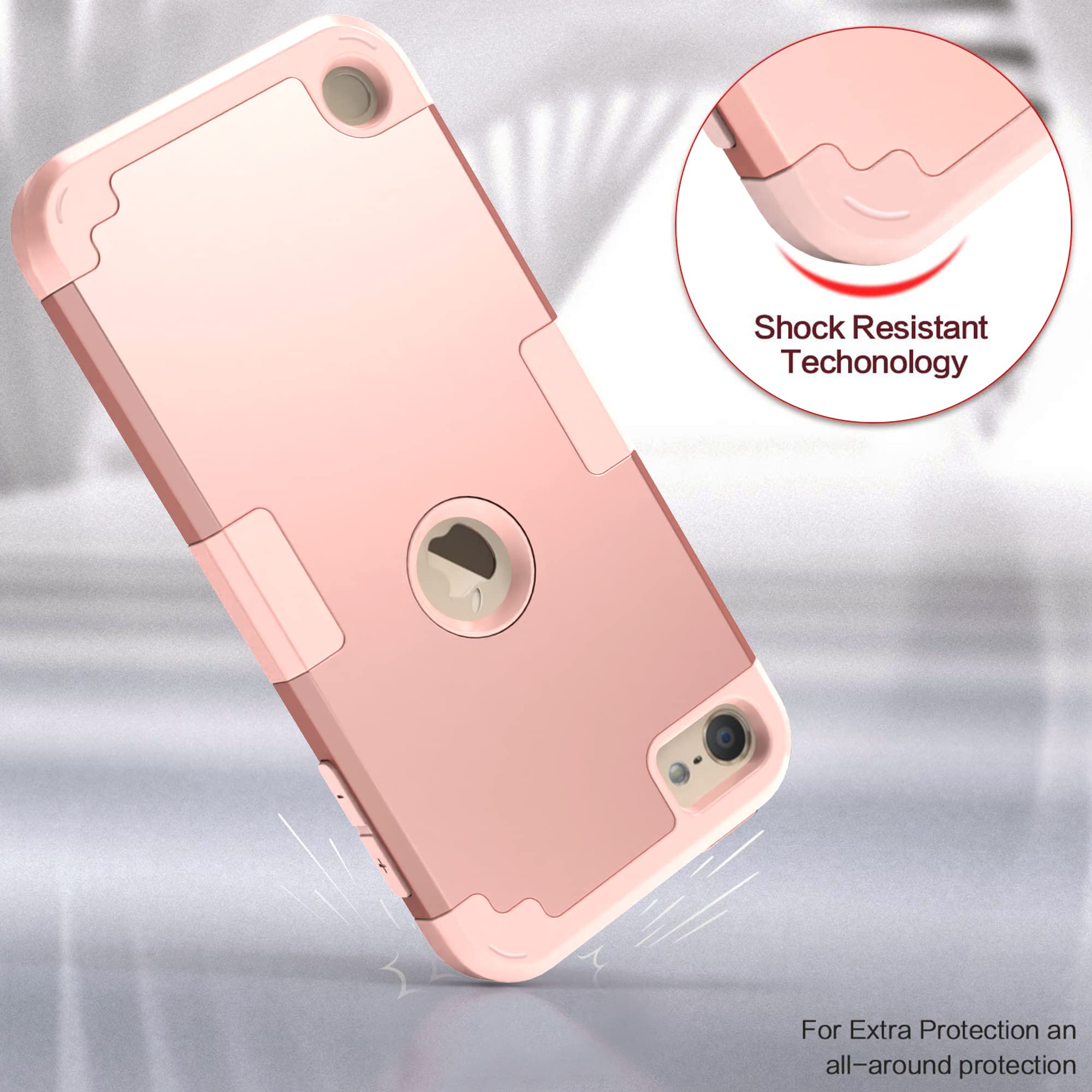 Idweel For Ipod Touch Case With 2 Screen Protectors, 3 In 1 Hard Pc Case + Silicone Shockproof For Kids Heavy Duty Hard Case Cov