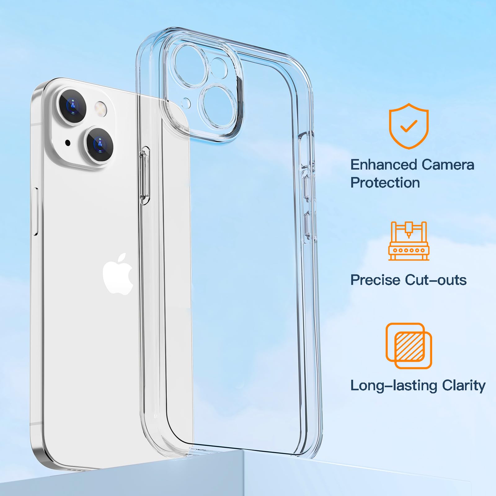 Coolqo Compatible For Iphone 14 Plus Case, With 9H Tempered Glass Screen Protector [Anti Yellowing] Military Grade Protection Pr