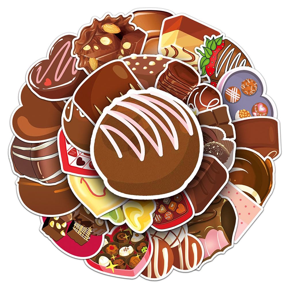 Chocolate Stickers |50Pcs Chocolate Waterproof Vinyl Decals For Bike Water Bottles Laptop Bicycle Refrigerator Cup Luggage Compu