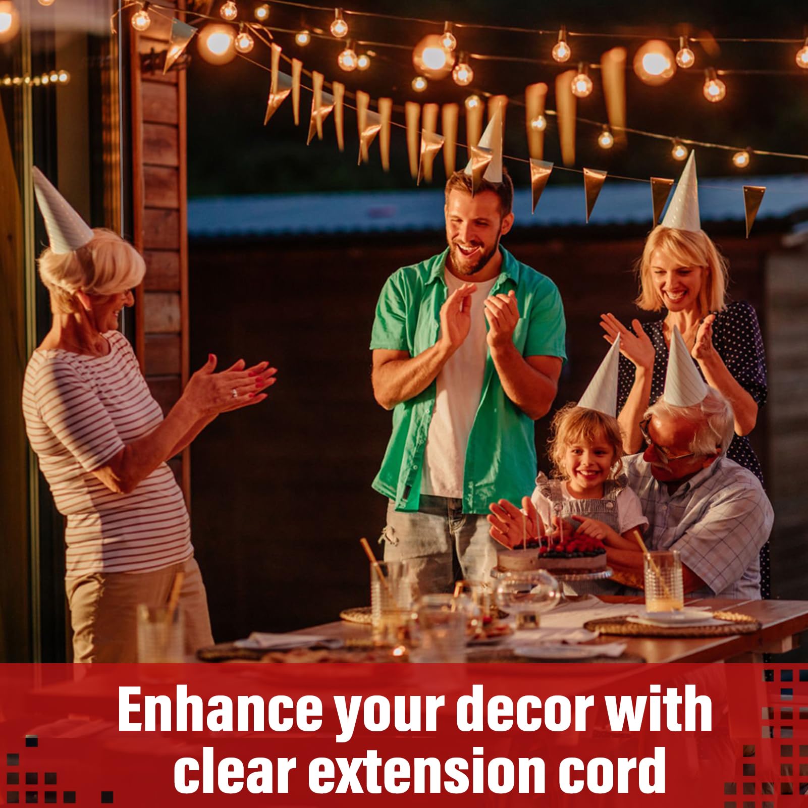 Clear Extension Cord   10 Ft Male To Female Invisible Indoor 2 Prong Power Cable, Thin For Christmas Tree Lighting, Ul Certified