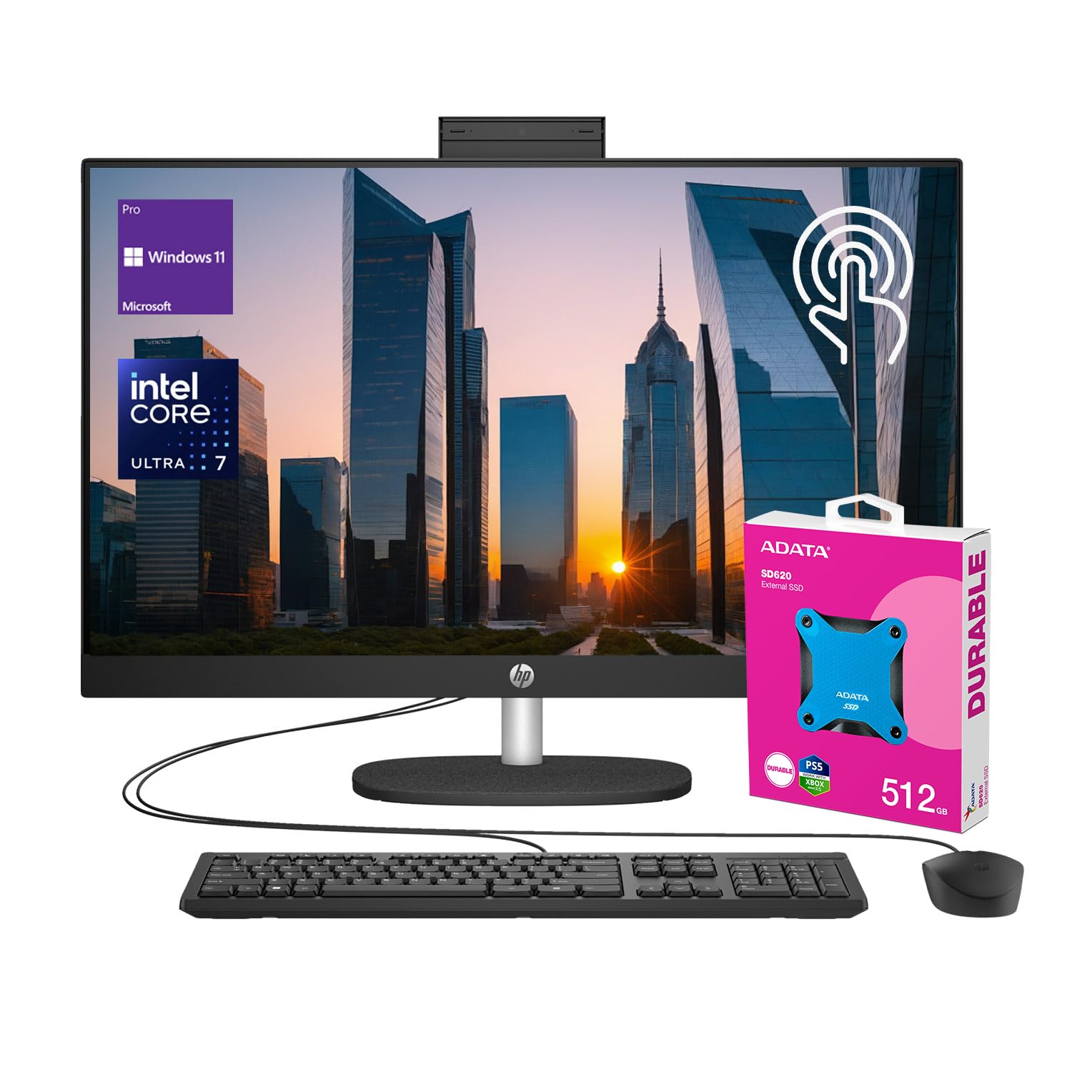 HP 27 FHD Touchscreen Intel Ultra 7 AI Business All-in-One Desktop, 27 FHD Touchscreen, Intel Ultra 7 155U, 64GB DDR5 RAM, 4TB S