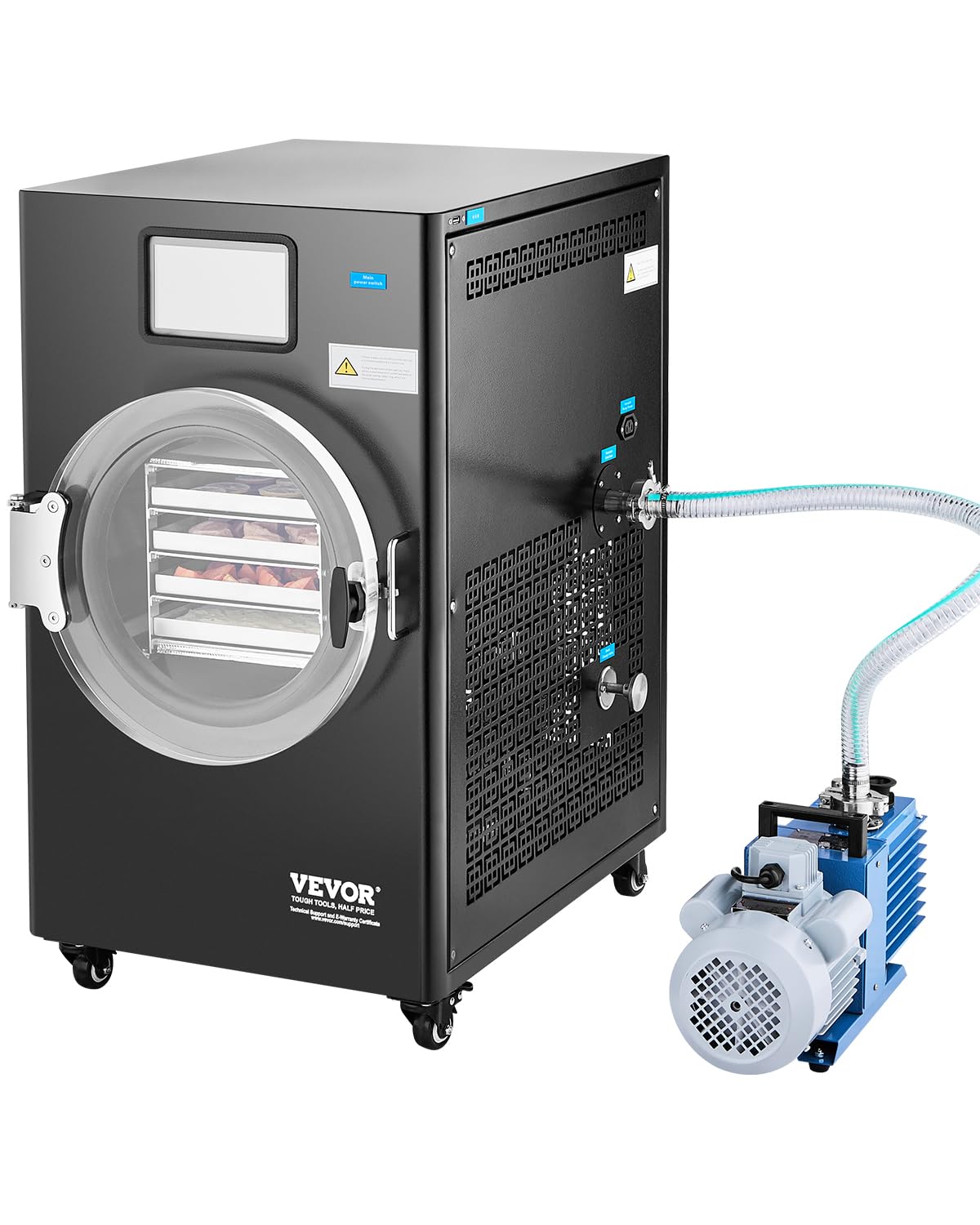 VEVOR Vacuum Freeze Dryer Machine, 8.8-13.2 LBS/Batch Food Freeze Drying Machine with 4-Layer Trays, Vacuum Pump, Adjustable Tim