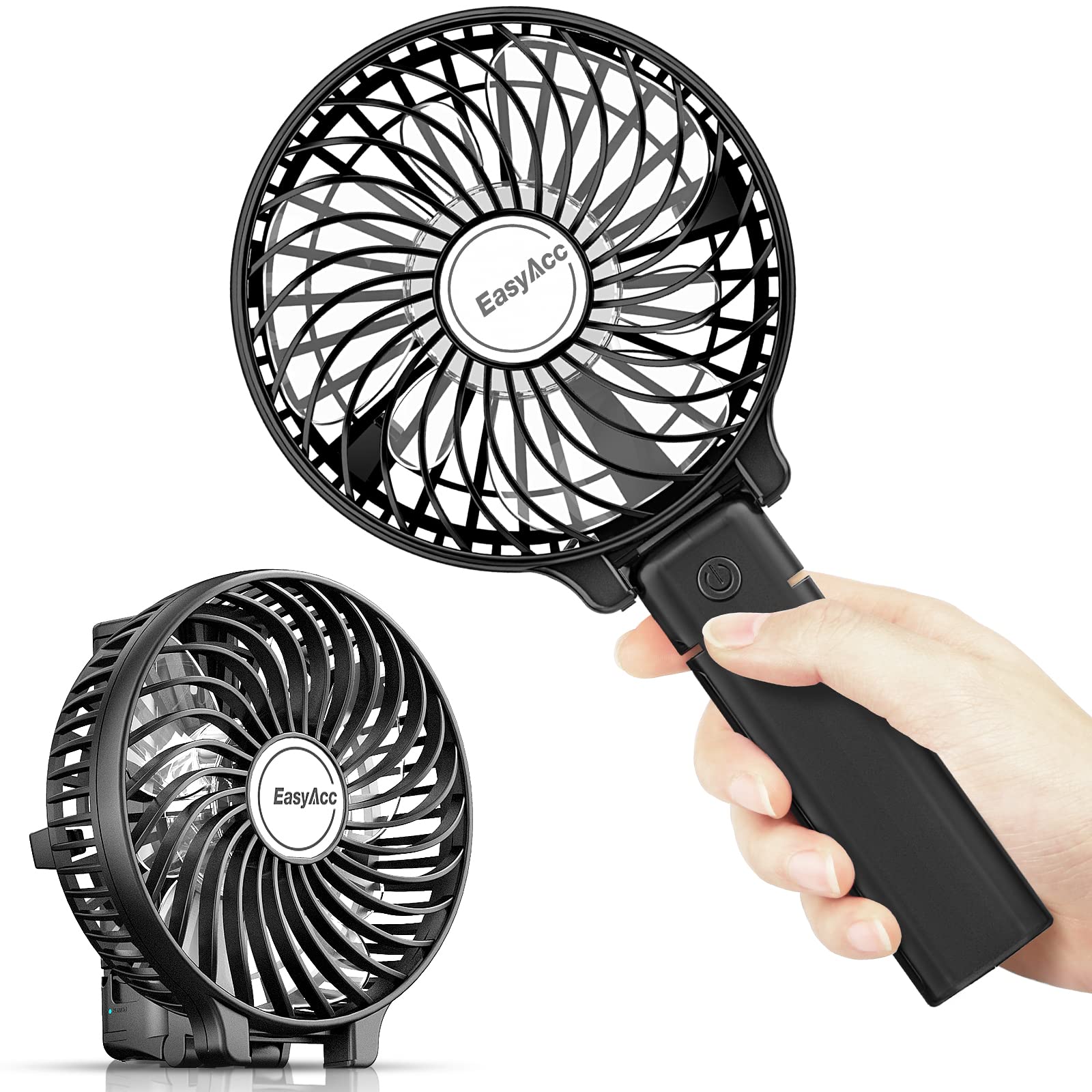 Easyacc Mini Handheld Fan, Portable Fan Small Usb Desk Fan Personal Hand Fan 3 Speed 10H Working Hours Rechargeable Battery Cool