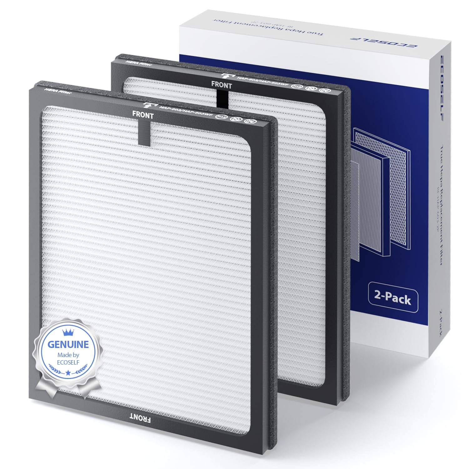 Ecoself Air Purifier Replacement Filter For Ecoself Hap603/Hap603Wf Air Purifier,2 Pack, White