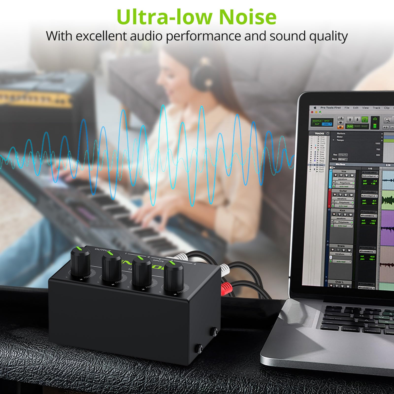 Linkfor 4 Channel Stereo Audio Mixer Cx400 Metal Shell Support Rca Input And Output Mini Passive Stereo Mixer With Separate Volu