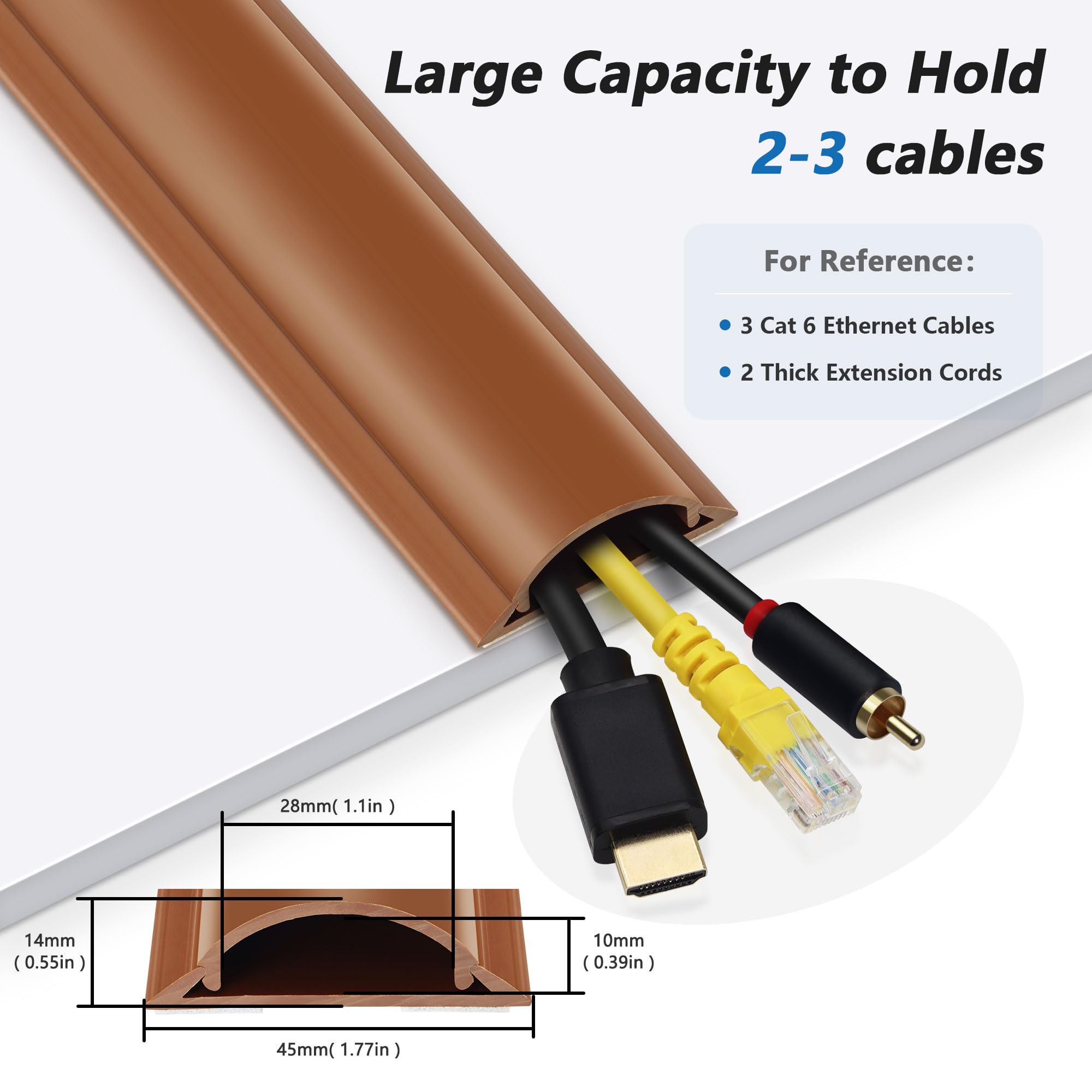 68In Cord Hider Floor, Large Capacity Floor Cord Cover, Hard Pvc Floor Wire Cover, Floor Cable Cover For Cable Management Floor,