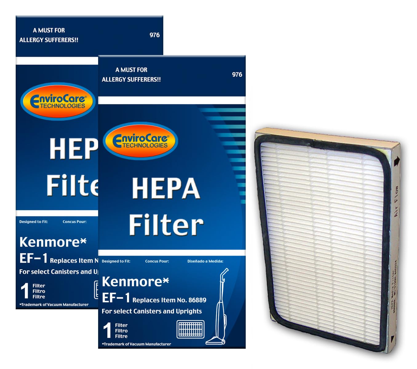 Envirocare Replacement Hepa Vacuum Cleaner Filters Designed To Fit Kenmore Vacuums Using The Ef 1 Filters. 2 Filters