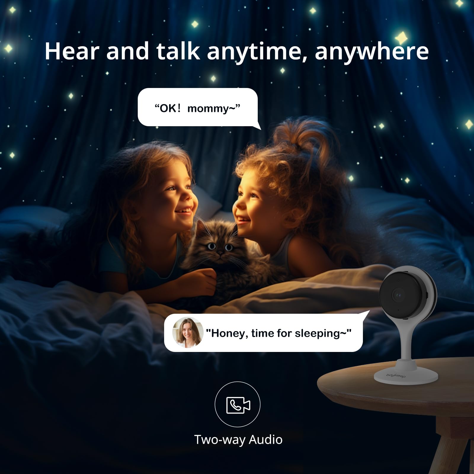 Boykeep 2K Indoor Security Camera 5G/2.4Ghz Wi Fi Cameras For Baby/Elder/Dog/Pet Camera With Phone App, 2 Way Audio Baby Monitor