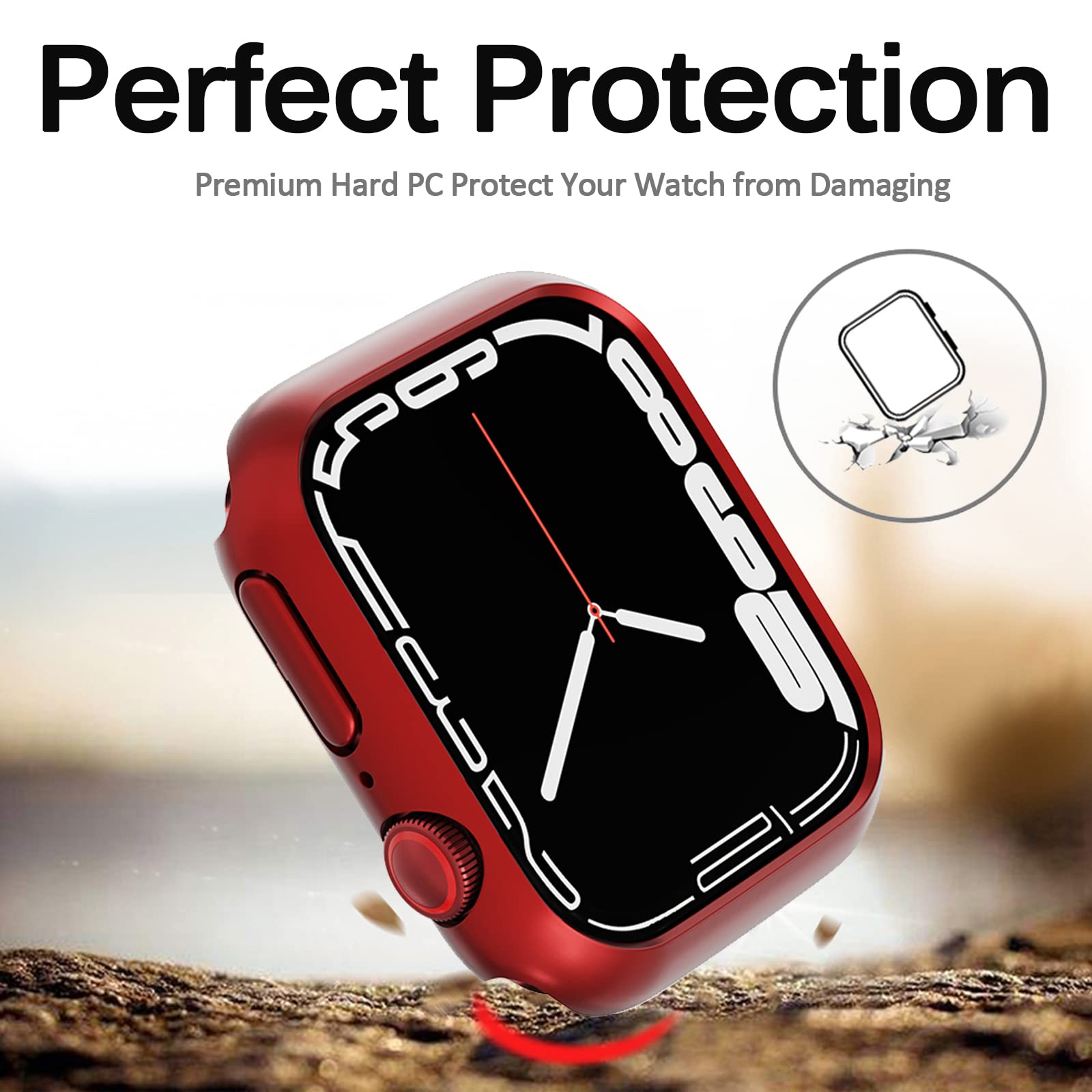 Miimall Compatible Apple Watch 45Mm Case Pc Hard Full Body Anti Scratch Shockproof Protector Case Accessories For Apple Watch 45