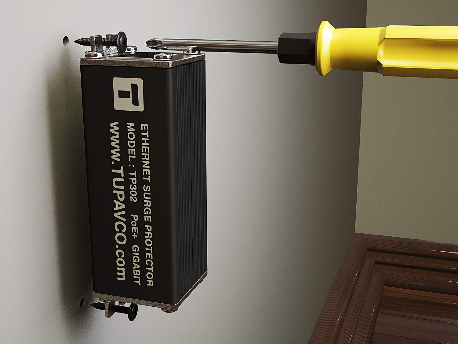 Tupavco Ethernet Surge Protector Gigabit Poe++ (154W/3.2A) Mounting Flange (Gas Discharge Tube) Metal Shielded Rj45 Lightning Su