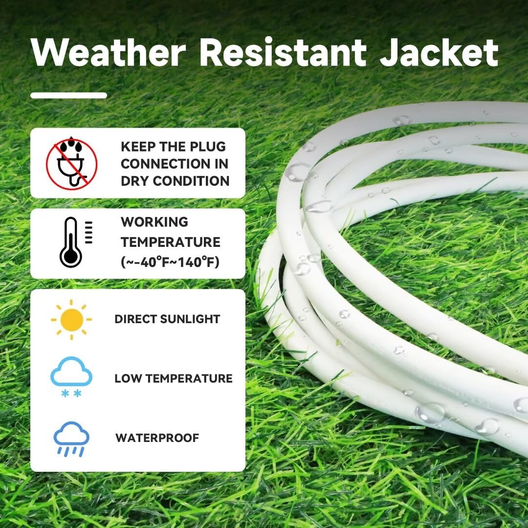 Fnxpow 50 Ft Outdoor Extension Cord   12/3 Sjtw Heavy Duty White Extension Cable With 3 Prong Grounded Plug   Power Cord For Law