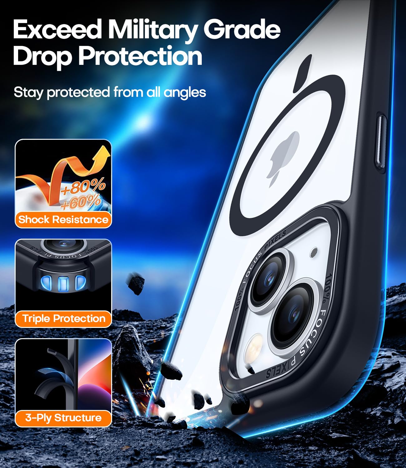 Canshn For Iphone 14 Case/Iphone 13 Case [Compatible With Magsafe & Mil Grade Drop Tested] Magnetic Phone Case For Iphone 14/13,