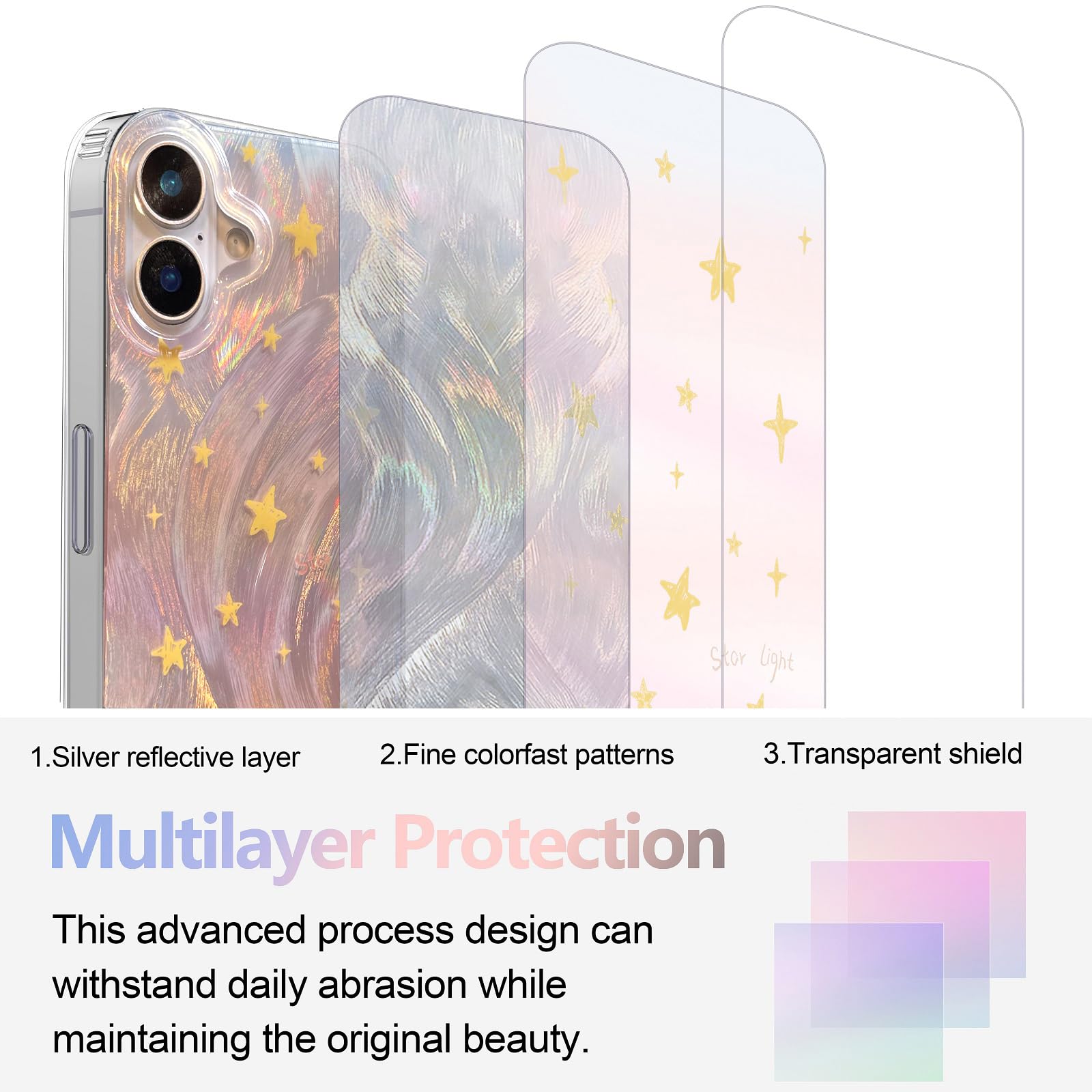 I Mgae In Ar Compact Case For Iphone 16 Shiny Fade Star Design,Cute Trendy Soft Slim Tpu Shockproof Protective Phone Cases Cover
