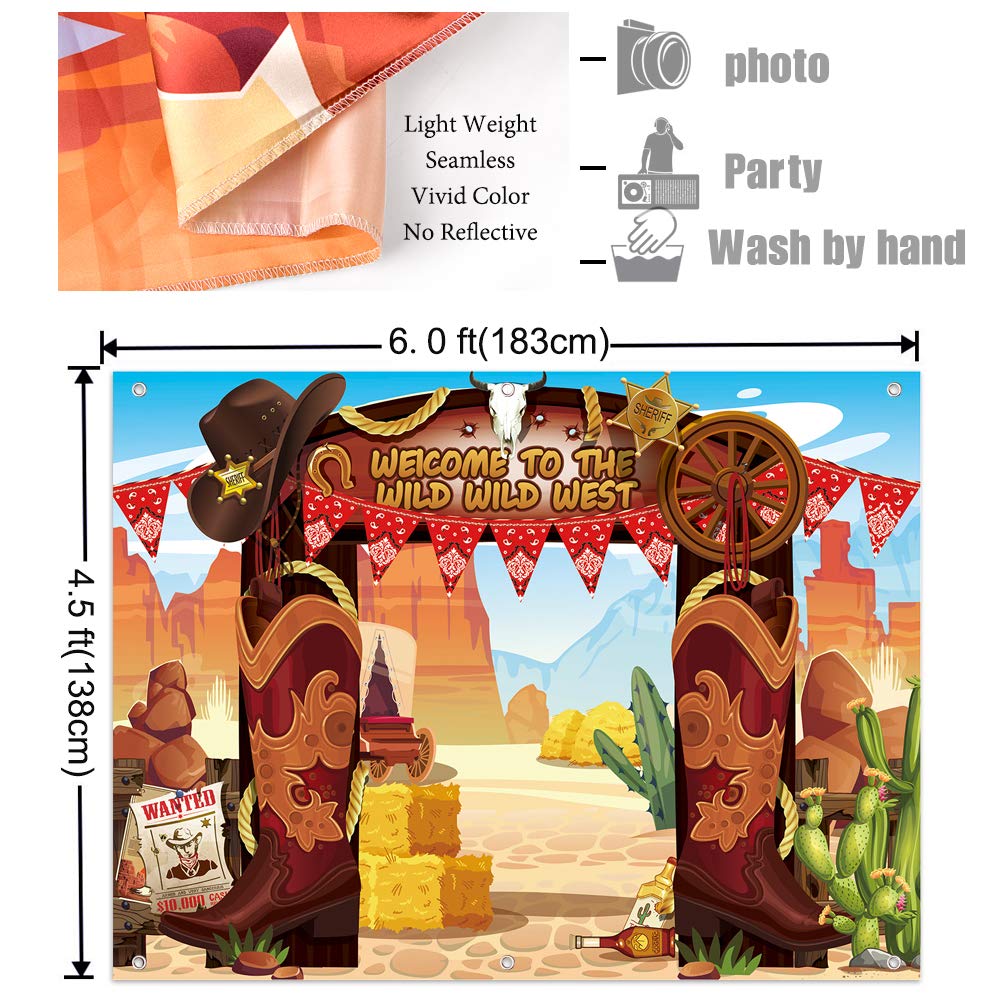 Tmcce 22 Pcs Western Cowboy Party Decoration Wild West Cowboy Western Photography Backdrop Background And Western Cowboy Theme H