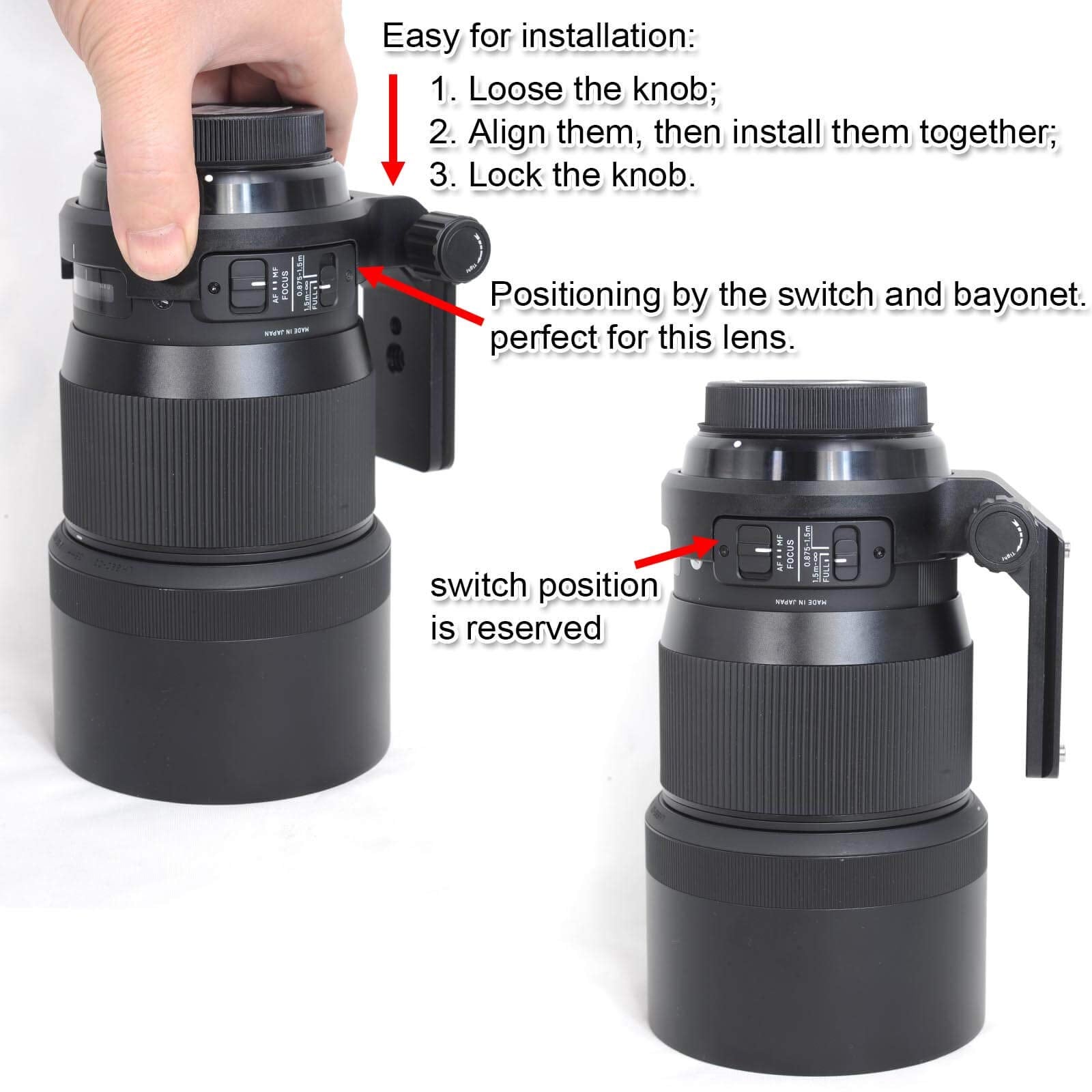 Ishoot Cnc Tripod Mount Ring For Sigma 135Mm F/1.8 Dg Hsm Art Lens, Aviation Aluminum Lens Tripod Collar Support Bracket Holder