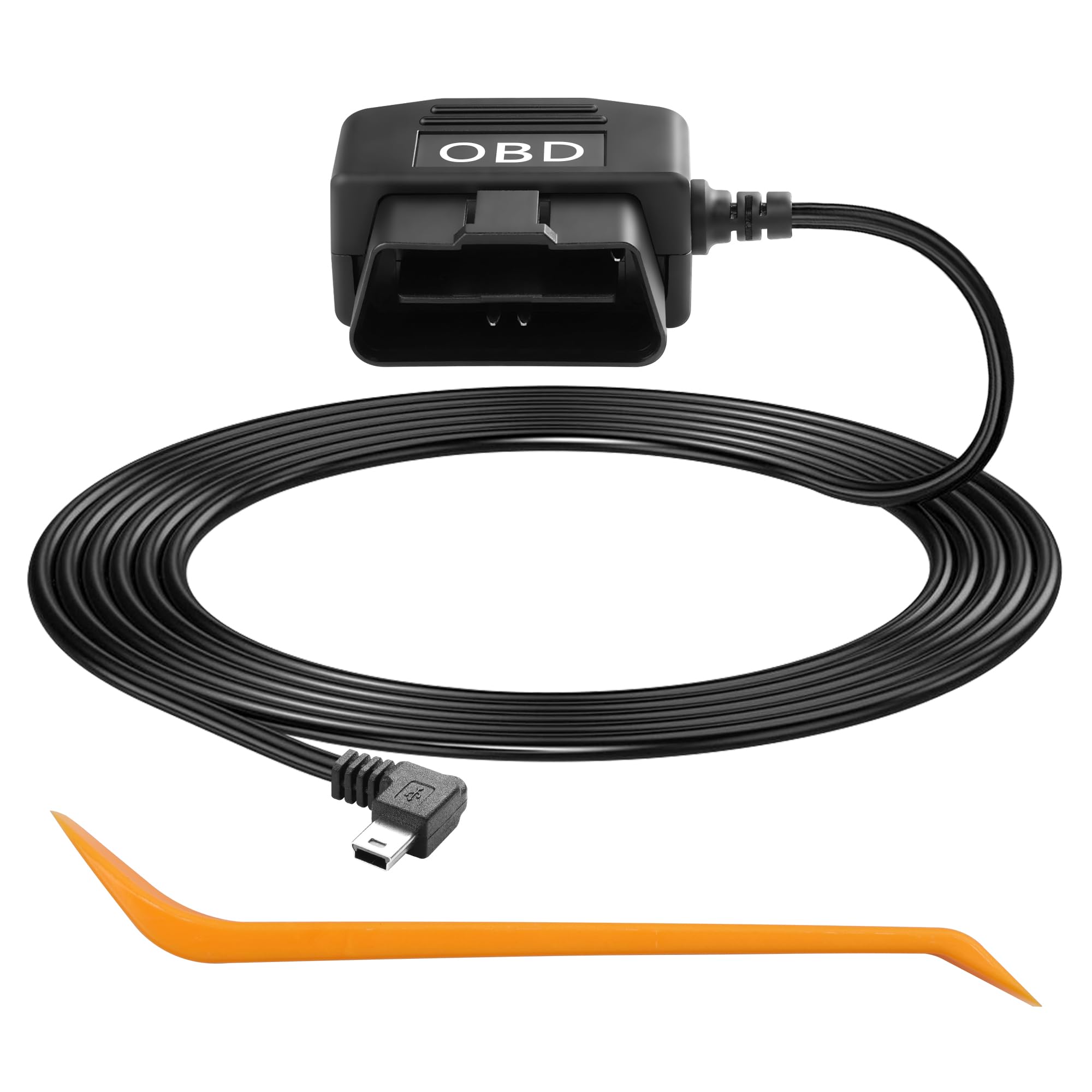 CERRXIAN OBD Power Cable for Dash Camera, OBD to Mini USB OBD Adapter Hardwire Charger Cable 24 Hours Surveillance/Acc Mode with