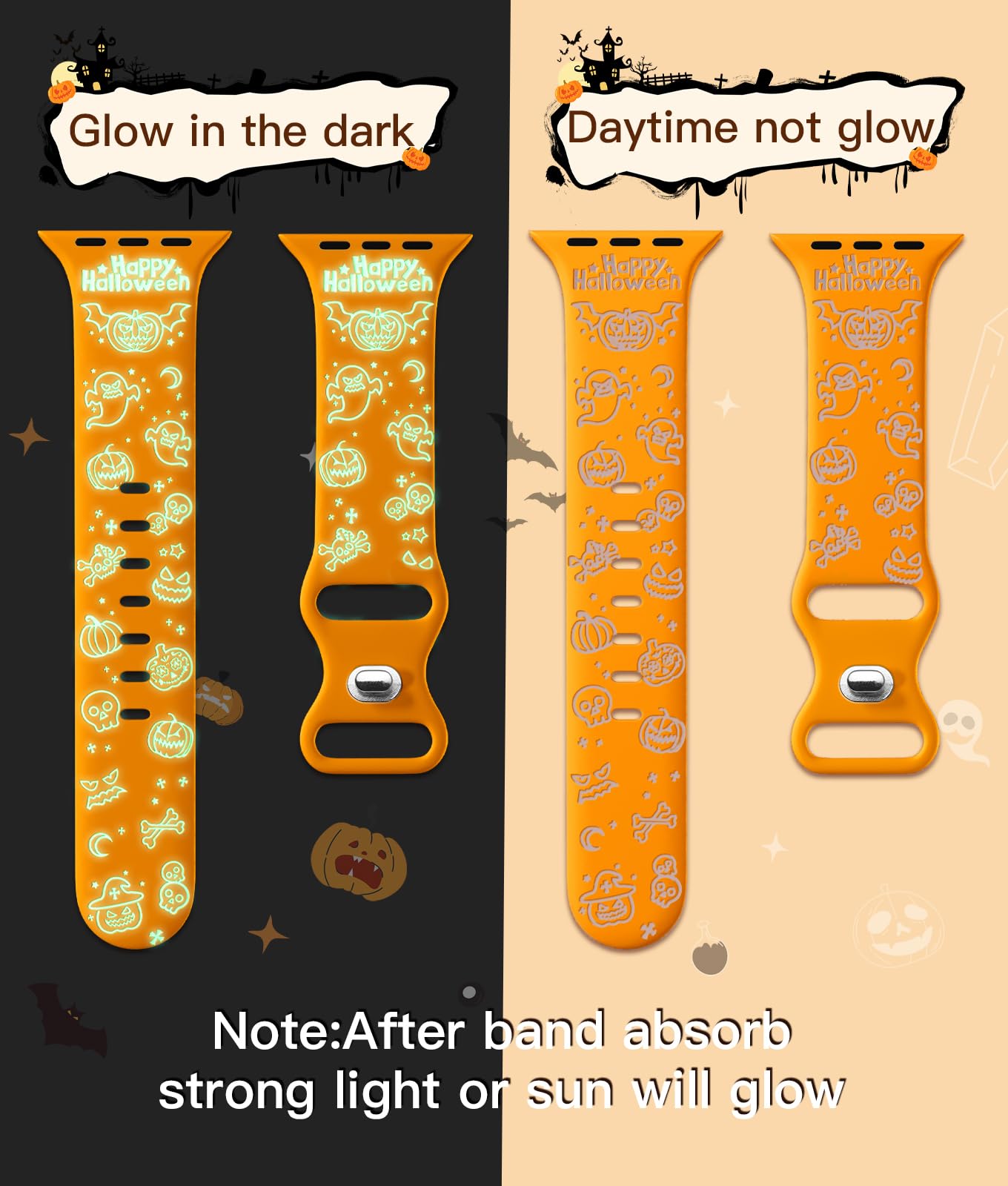 Halloween Compatible With Apple Watch Band 40Mm 41Mm 38Mm 42Mm 44Mm 45Mm 49Mm For Women Girl, Cute Engrave Holiday Festival Soft