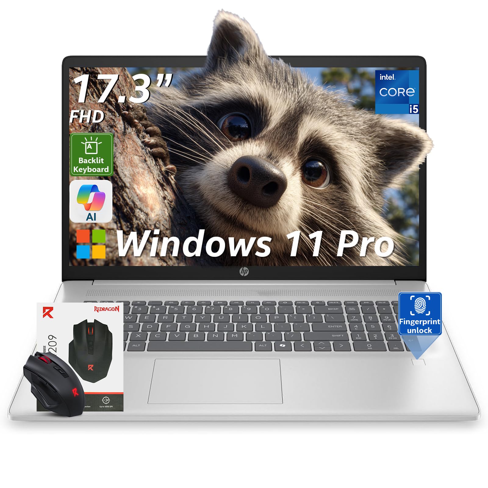 HP 17.3 Business Laptop, Intel 10-Core i5 1334U (Beats i7-1255u), 17 FHD(1920 x 1080) 250Nits Display, Backlit Keyboard, Fingerp