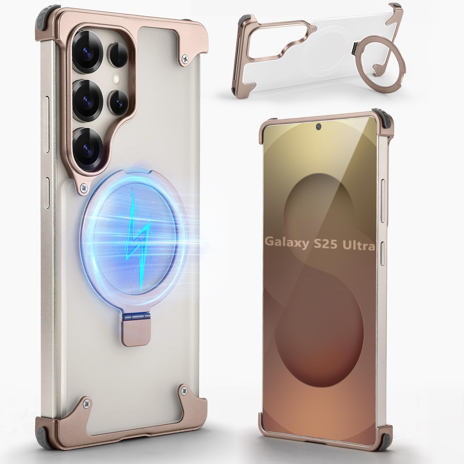 XAOVUIR S25 Ultra Clear Case with Stand, Slim Thin for Samsung Galaxy S25 Ultra Case for Magsafe, Frameless Drop-Proof Protectiv