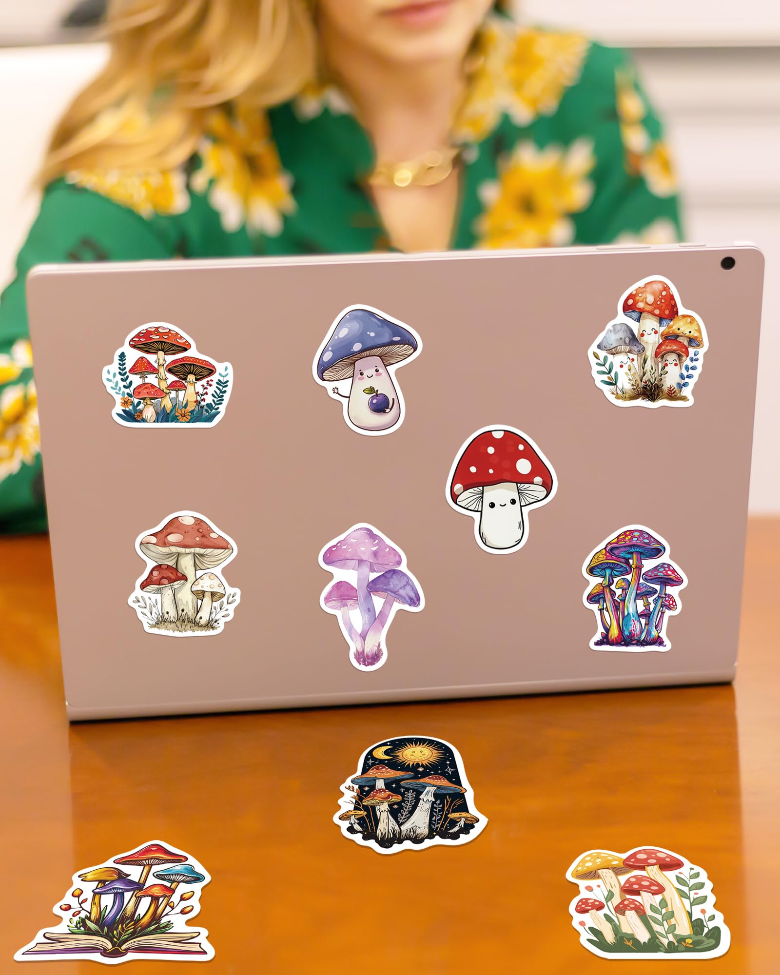 100 Pcs Mushroom Stickers Aesthetic, Cute Stickers Mushroom Decor Party Favors For Kids Teens Adults, Vinyl Waterproof Stickers