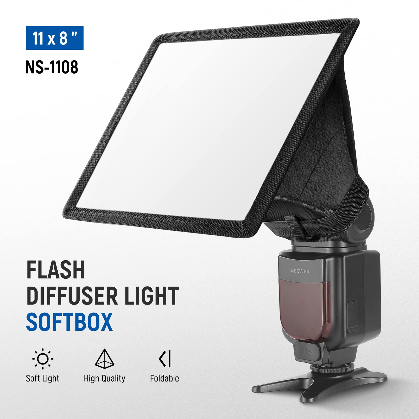 Neewer Flash Diffuser Light Softbox 11'' X 8'', Universal, Collapsible With Storage Pouch Compatible With Canon Nikon Sony Godox