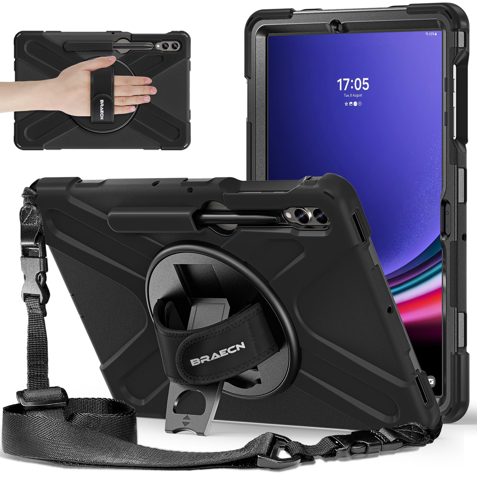 Braecnstock For Samsung Galaxy Tab S9 Fe+ Plus/ S9+ Plus/ S8+ Plus/ S7 Fe/ S7+ Plus 5G Tablet Case 12.4 Inch Shockproof Protecti